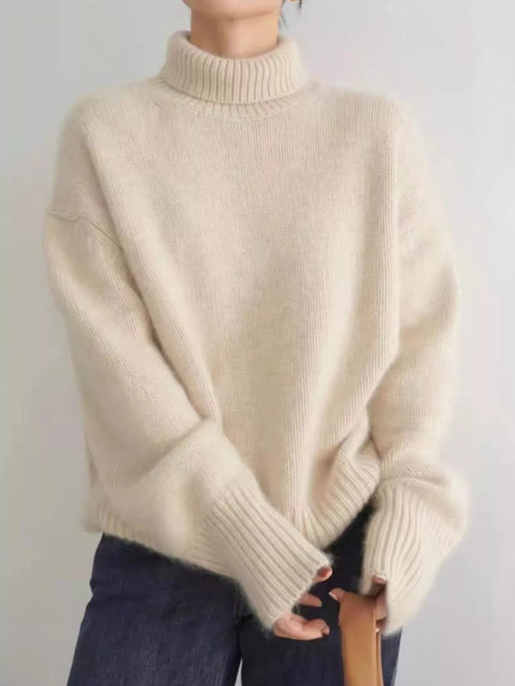 Cozy Cream Oversized Ribbed Knit Turtleneck Pullover Sweater Apricot Sweater AwRans Premium 04365e62-c67e-458b-88d7-00adf3399f9a-Max-Origin
