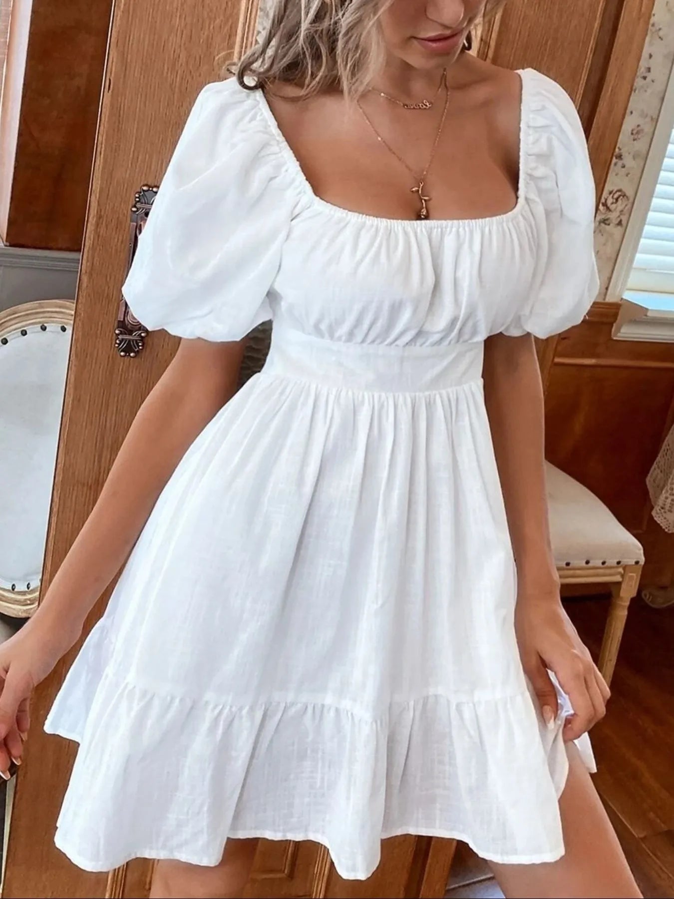 Square Neck Puff Sleeve Mini Dress AwRans Premium 0bee3b3f314a442ebf9a35b858016d26-Max-Origin