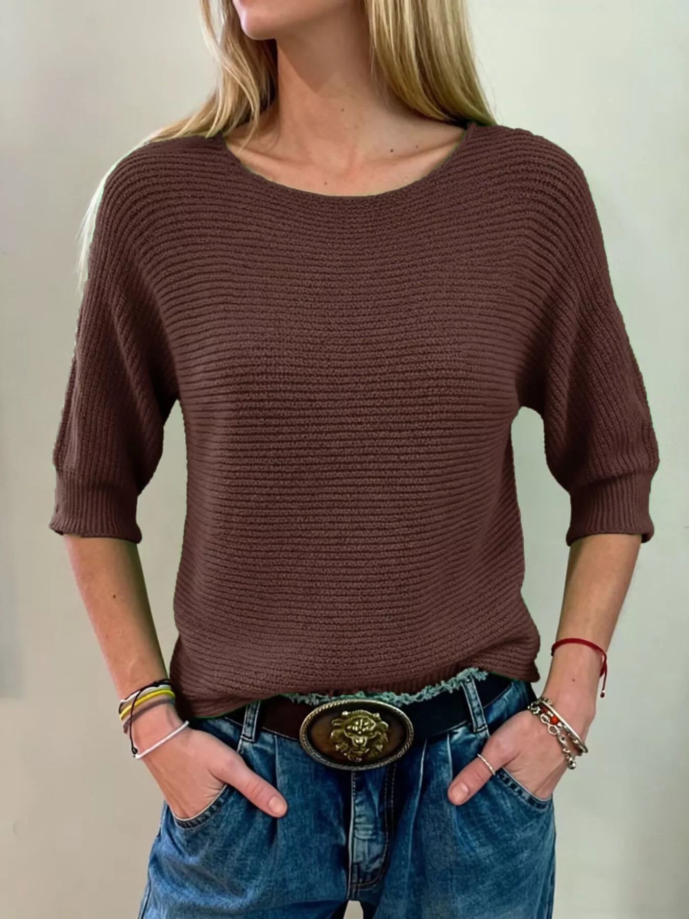 Full Size Ribbed Knit Round Neck Sweater Plus Size Coffee Brown AwRans Premium 0cdd5e5f-60c3-4709-8e3d-82832edcc677-Max-Origin
