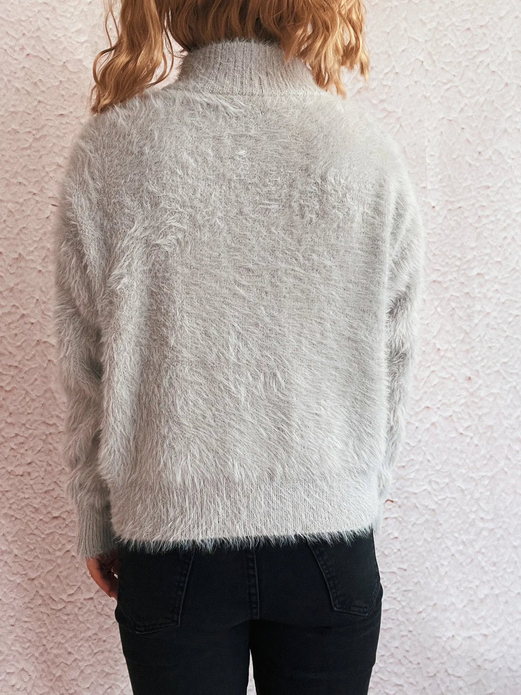 Women's Fuzzy Gray Quarter-Zip Pullover Sweater Sweaters AwRans Premium 0f27b6b38c8f4990ad889b9b182bf3f2-Max-Origin