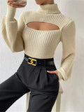 Cream Ribbed Cut-Out Turtleneck Knit Sweater Beige Sweaters AwRans Premium 1d1e9e66f8e443609a60a9da9bb723df-Max-Origin