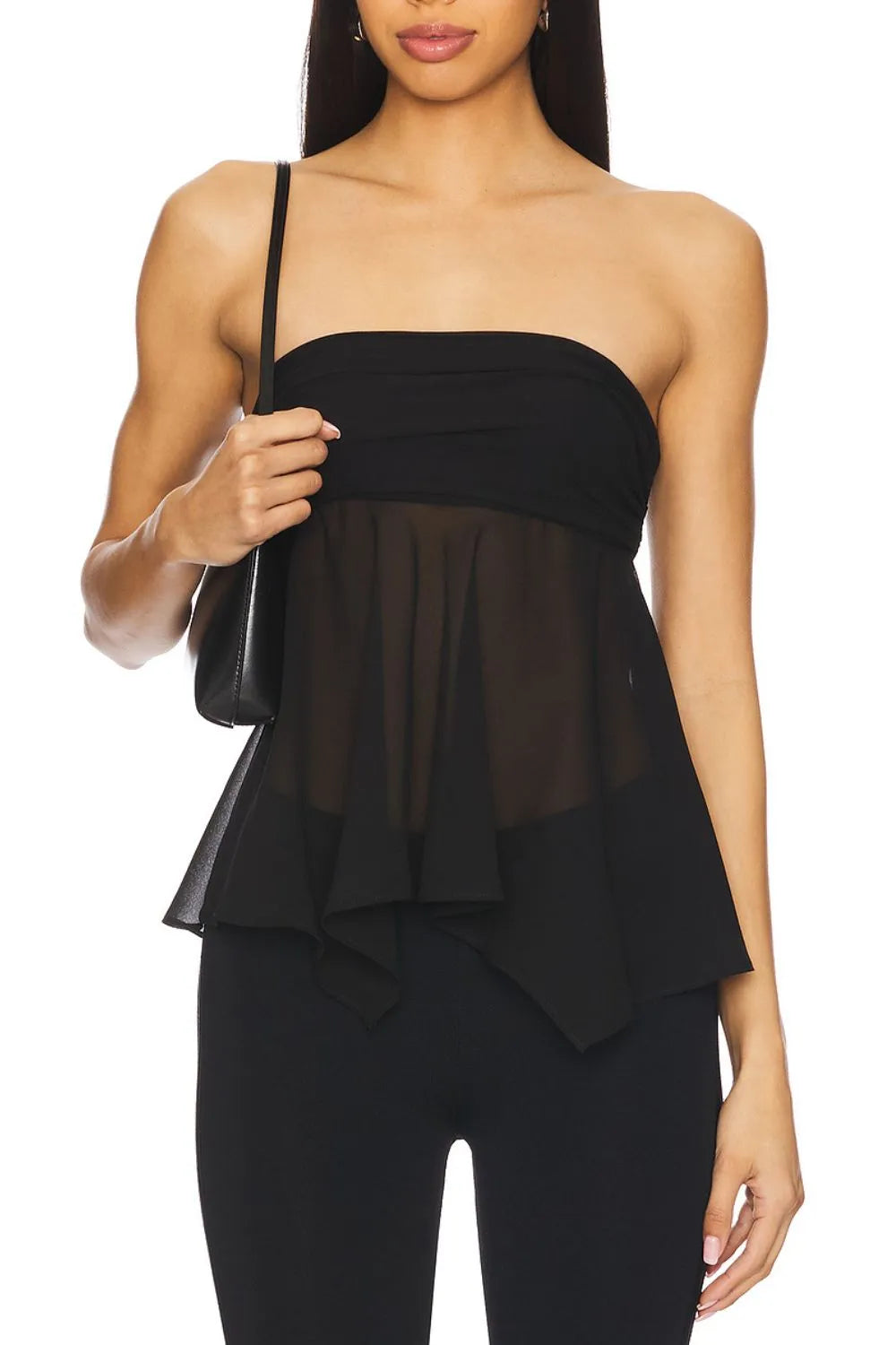 Chic Black Strapless Chiffon Peplum Top with Matching Choker Women's Tops AwRans Premium 20993f26-9f77-4d9c-b35e-2e6de0e5191d-Max-Origin