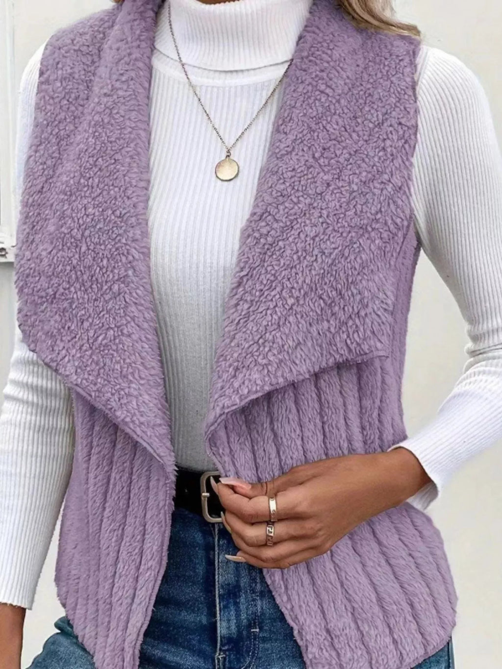 Chic Sherpa Fleece Open-Front Vest Vests AwRans Premium 2dd30d16a68c4eb09c017d14e6147c8e-Max-Origin