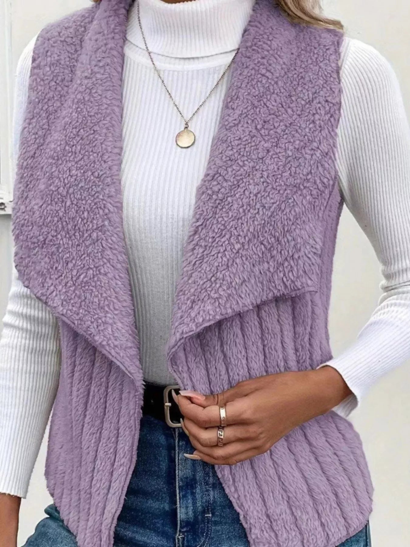 Chic Sherpa Fleece Open-Front Vest Vests AwRans Premium 2dd30d16a68c4eb09c017d14e6147c8e-Max-Origin