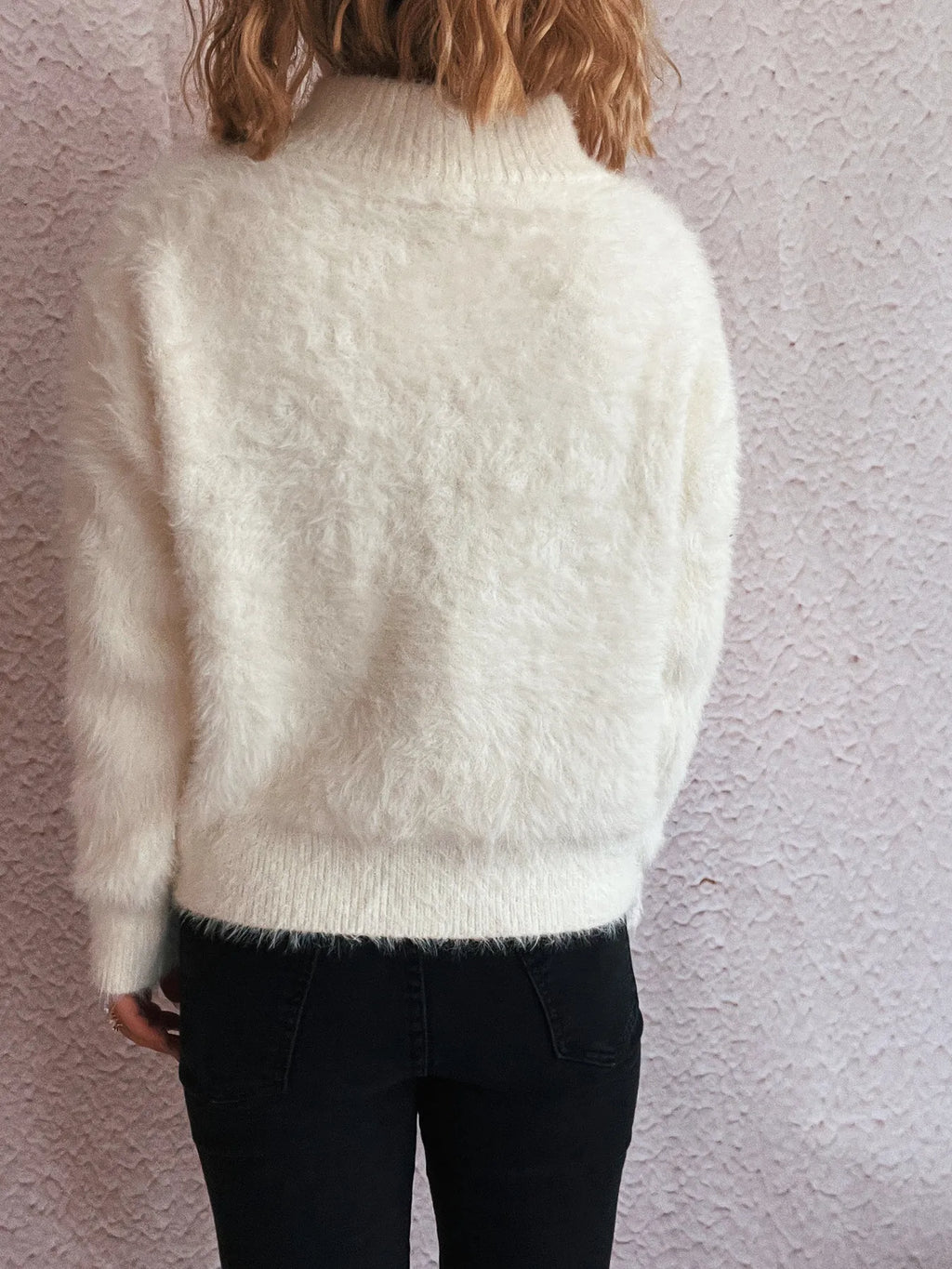 Women's Fuzzy Gray Quarter-Zip Pullover Sweater Sweaters AwRans Premium 2e38490a8e9e4b0dbeba20c5dcf0009a-Max-Origin