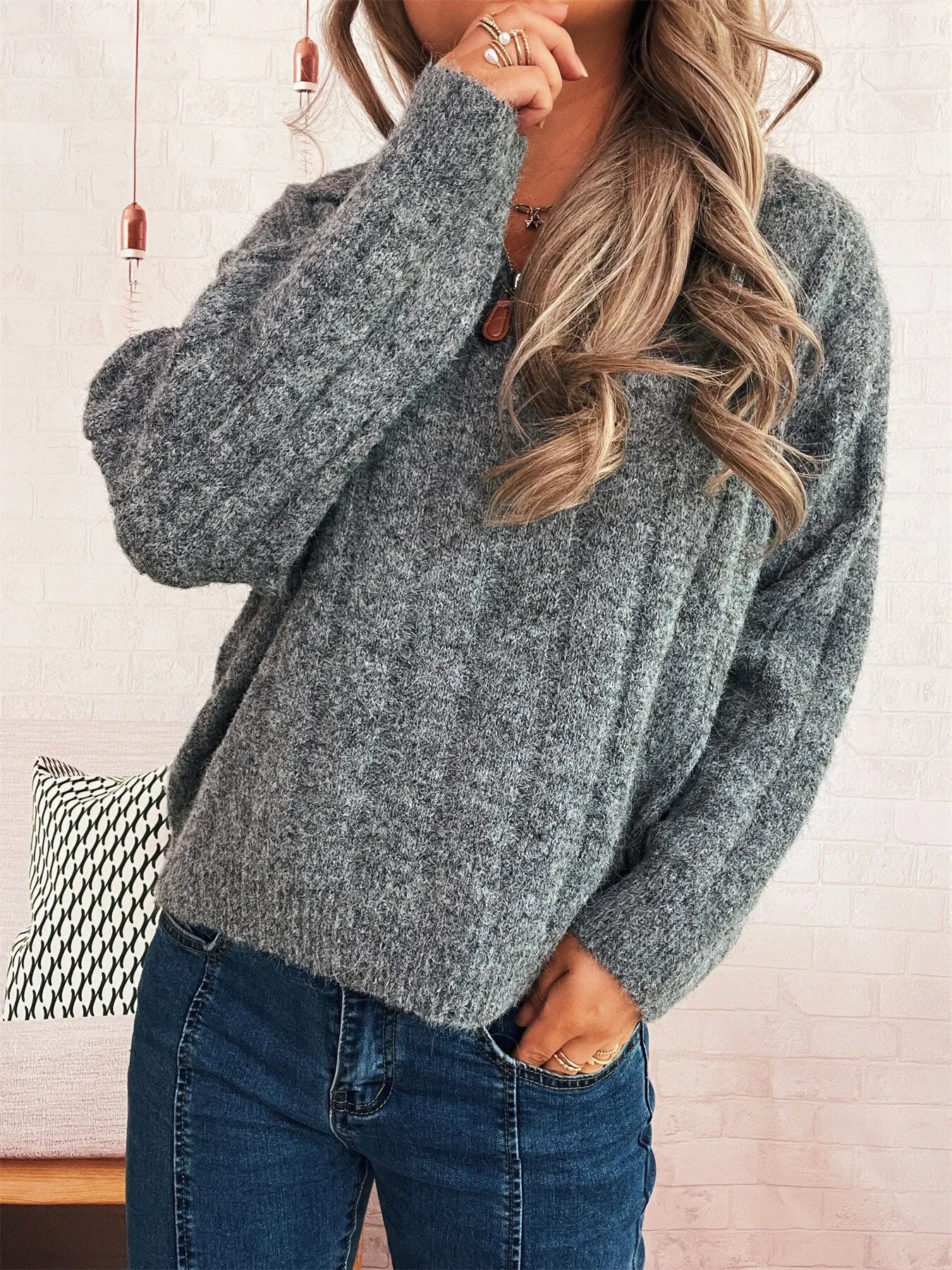 Classic Textured Vertical Ribbed Knit Quarter-Zip Pullover Sweater Sweaters AwRans Premium 2f9c1d41829f44e7a3a2ad15d0d045eb-Max-Origin
