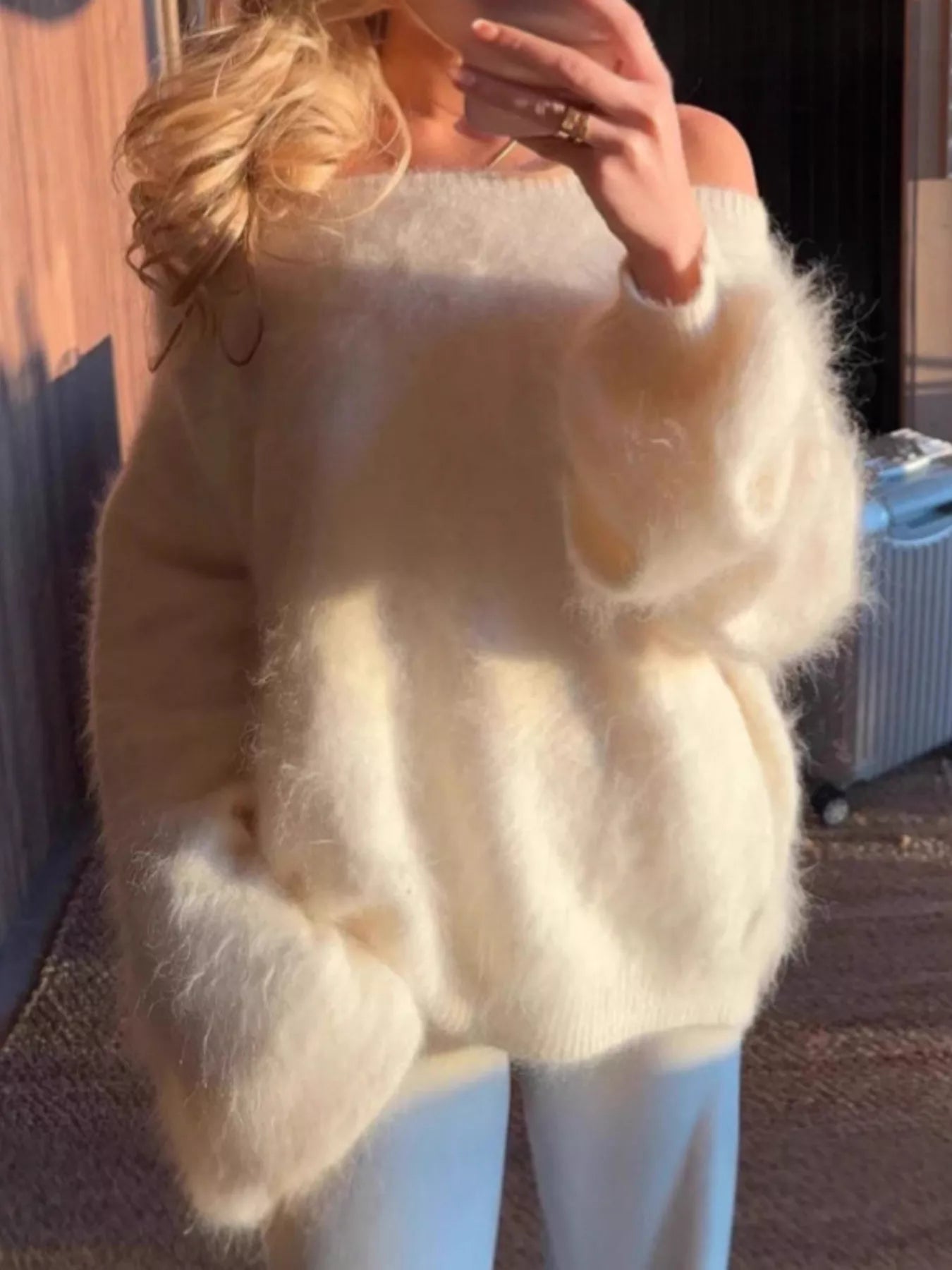 Fuzzy One Shoulder Sweater Gray white Trendsi 30af6361ce1948eebeb7b2ceea2fc925-Max-Origin