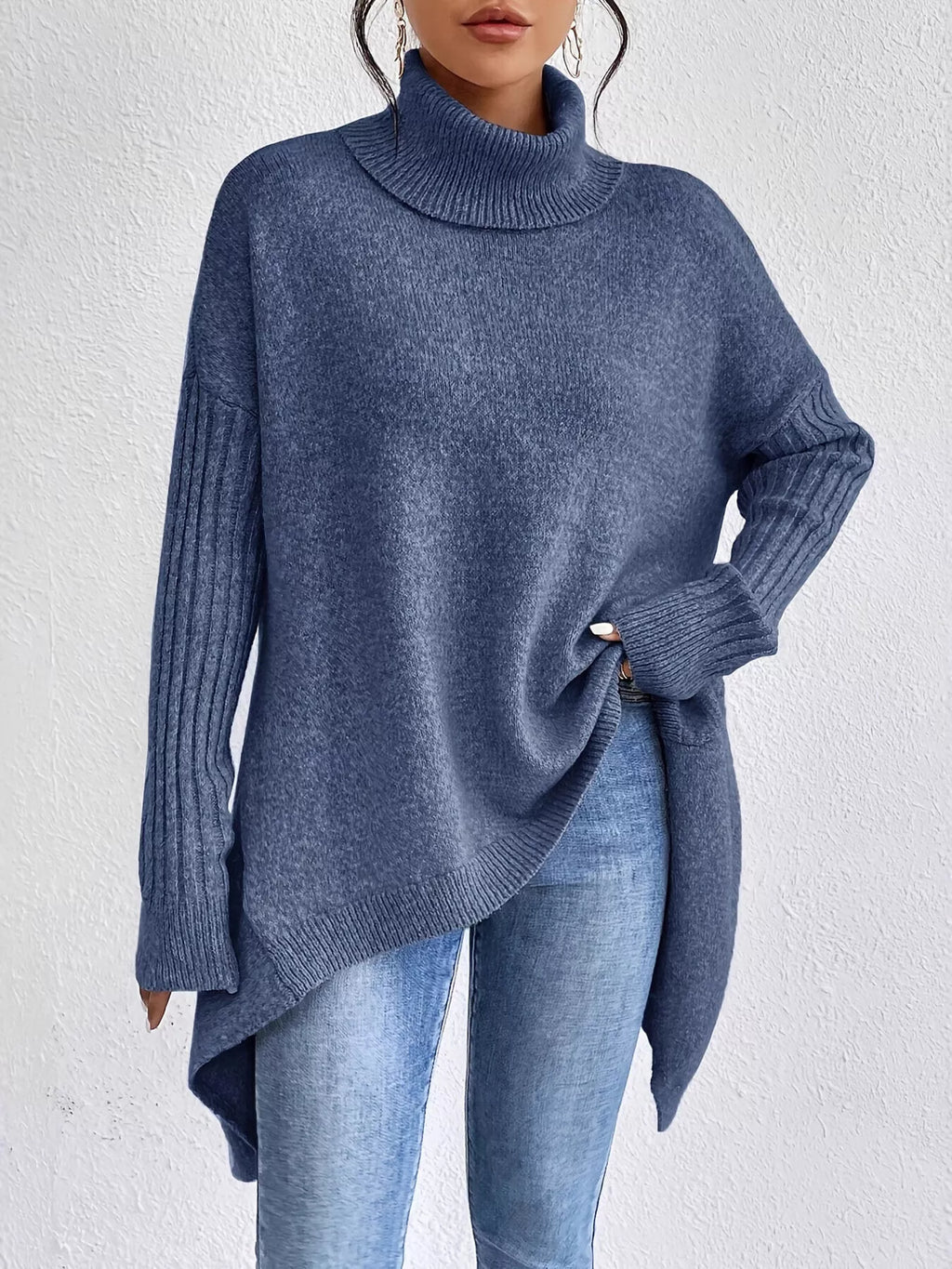 Turtleneck High-Low Hem Sweater Sweater Trendsi 3c4decc1d0a04569aeeb2cd0a4d35ed3-Max-Origin