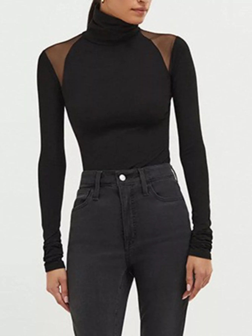 Mesh Shoulder Turtleneck Bodysuit Bodysuits AwRans Premium 4cbe59eb-7e11-44b6-a537-82392b34f0cb-Max-Origin