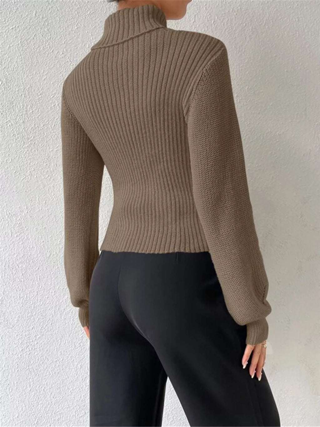 Cream Ribbed Cut-Out Turtleneck Knit Sweater Sweaters AwRans Premium 4e6a666703614fc186d868da3f974ac1-Max-Origin