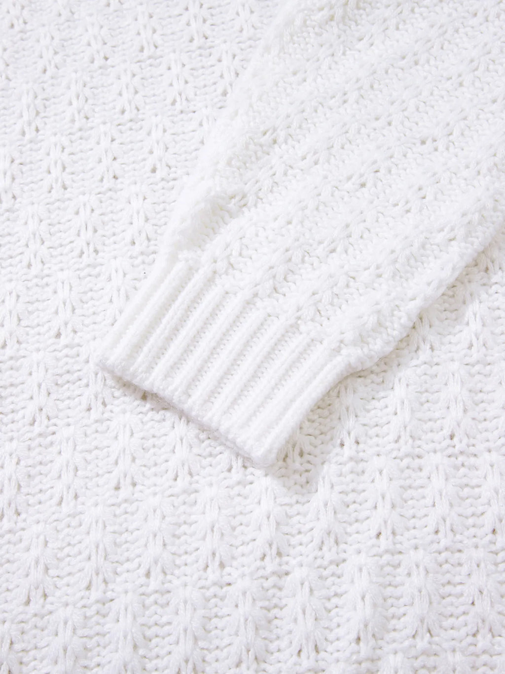 White Oversized Cable Knit V-Neck Sweater Sweaters AwRans Premium 57147b24a89c44239cdca7d962714597-Max-Origin