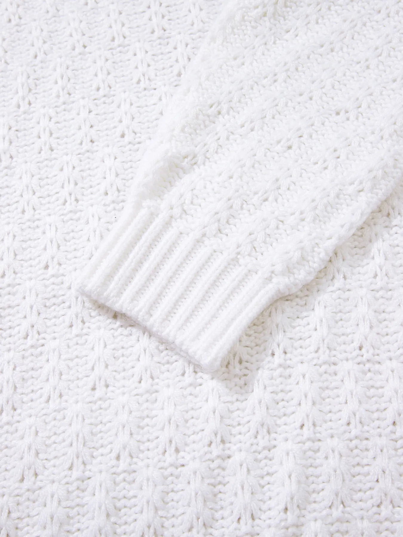 White Oversized Cable Knit V-Neck Sweater Sweaters AwRans Premium 57147b24a89c44239cdca7d962714597-Max-Origin