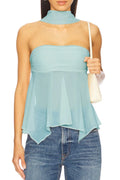Chic Black Strapless Chiffon Peplum Top with Matching Choker Pastel Blue Women's Tops AwRans Premium 59ceb3fb-49eb-4fa5-a5dd-c65abf357ae1-Max-Origin