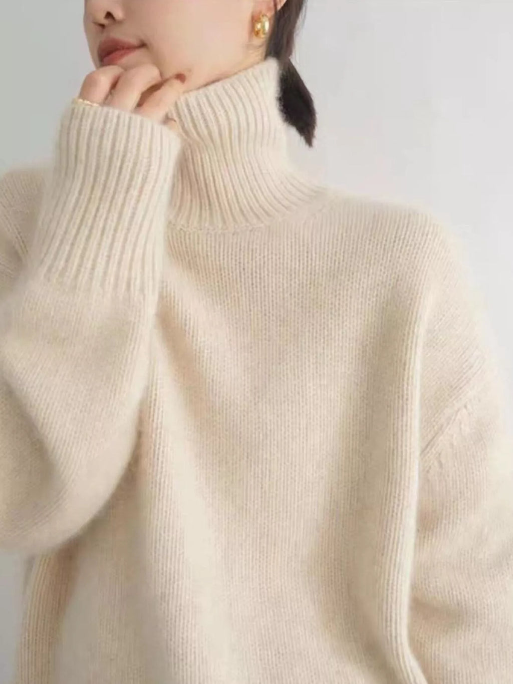 Cozy Cream Oversized Ribbed Knit Turtleneck Pullover Sweater Sweater AwRans Premium 6bf351e9-e83d-494f-ae0a-9861415aab36-Max-Origin