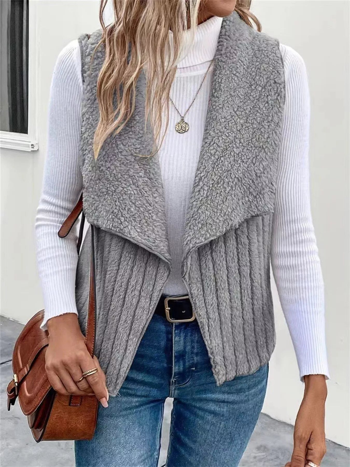 Chic Sherpa Fleece Open-Front Vest Vests AwRans Premium 7130f46cd50e4fcfb7d551865bb54718-Max-Origin