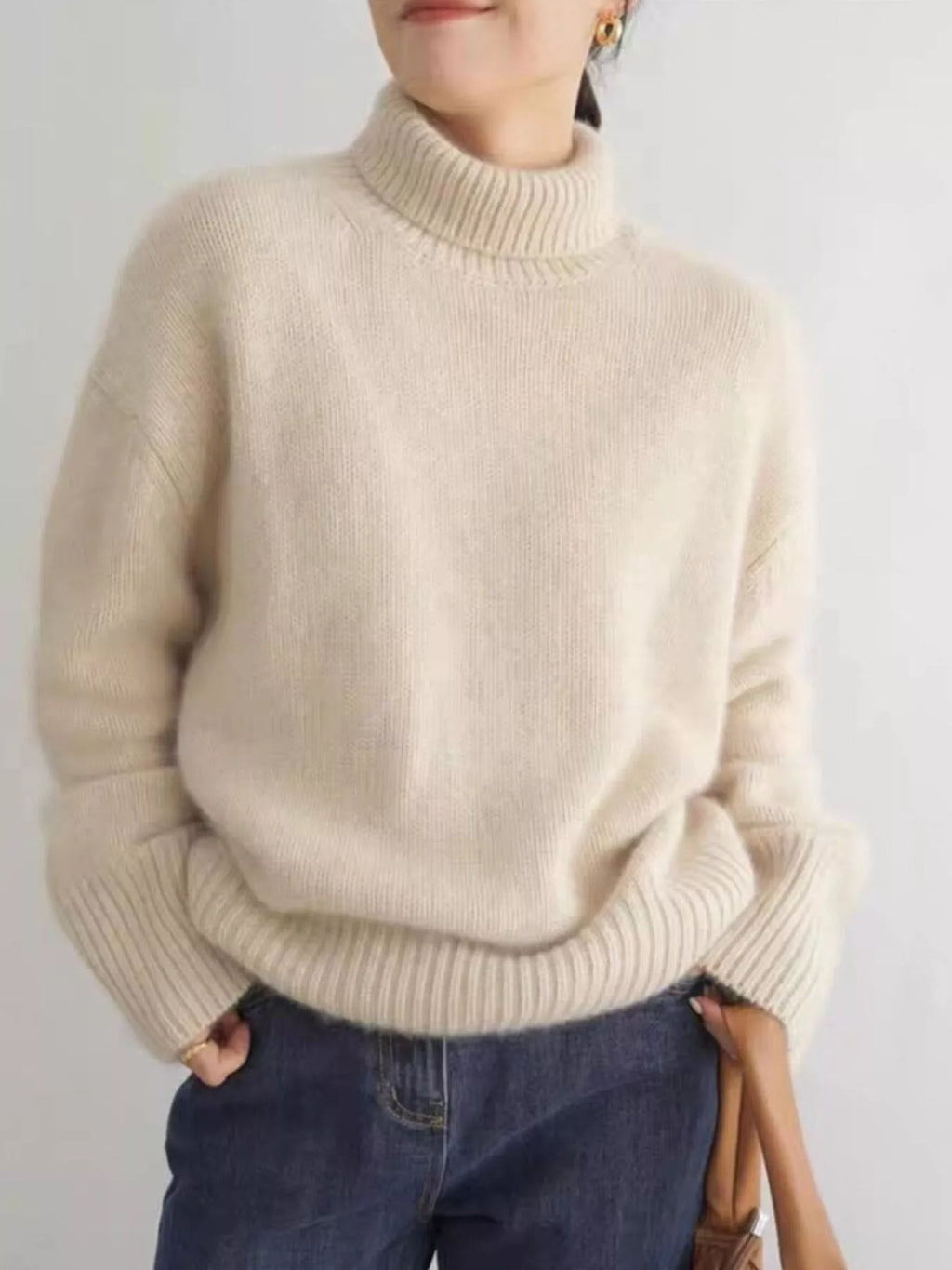 Cozy Cream Oversized Ribbed Knit Turtleneck Pullover Sweater Sweater AwRans Premium 736bc017-d9d1-49fe-98e0-a0229350c24f-Max-Origin