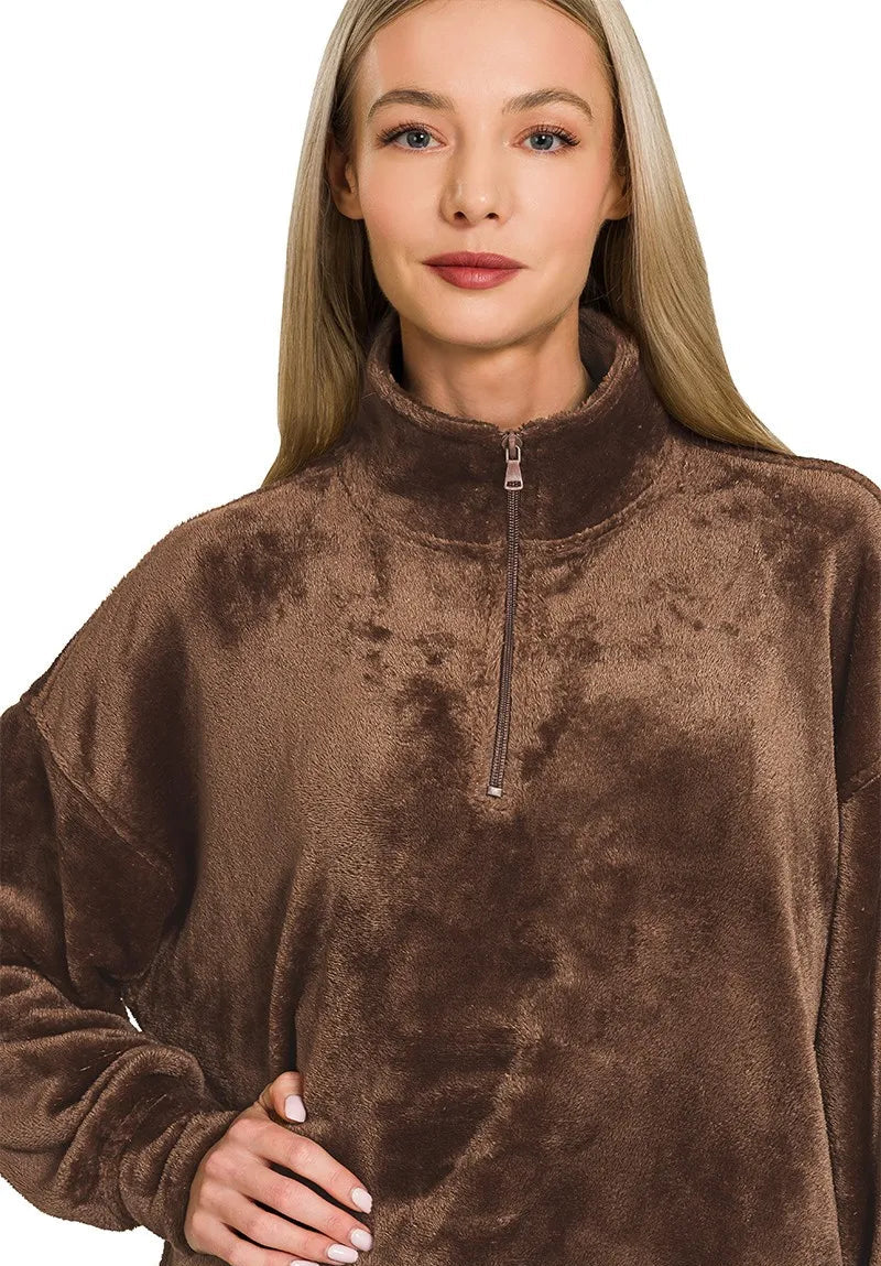 Luxe Cozy Faux Fur Half-Zip Pullover pullover AwRans Premium 75b198843f534c36b70ef181412ef2ad-Max-Origin