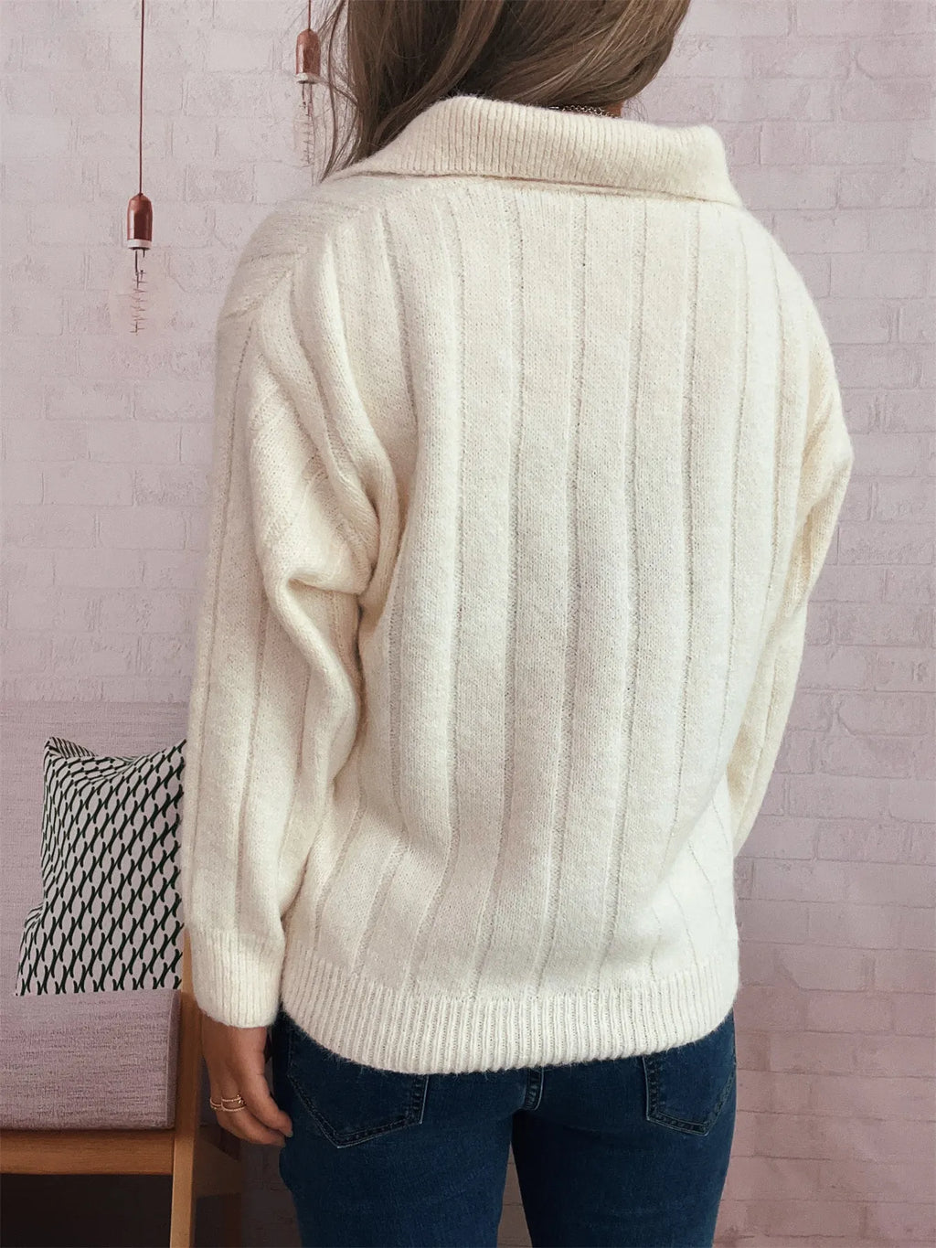 Classic Textured Vertical Ribbed Knit Quarter-Zip Pullover Sweater Sweaters AwRans Premium 80da61898f614ccd8a64de1f614e98a1-Max-Origin