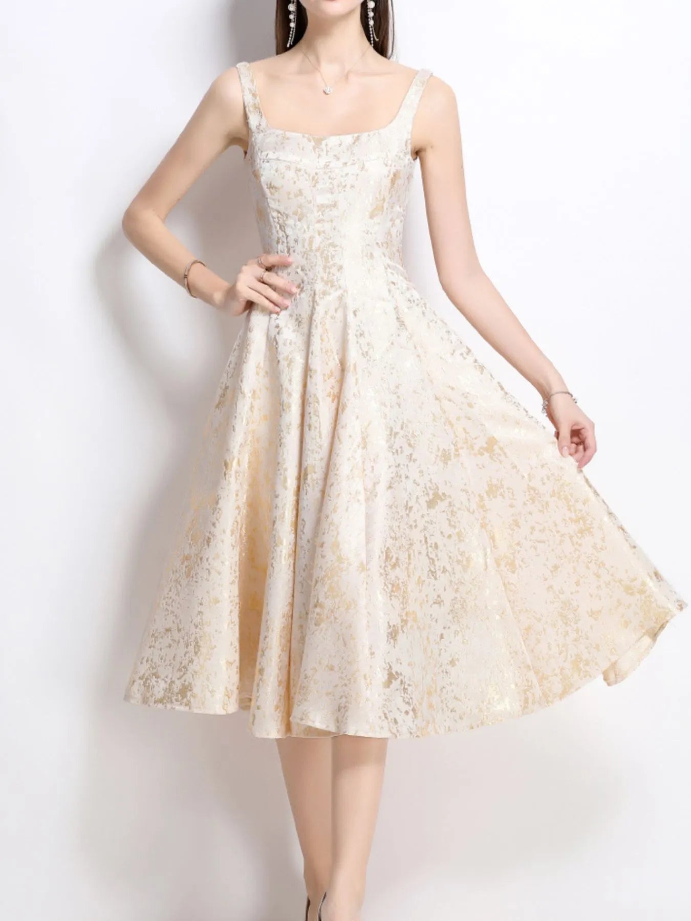 AwRans Premium | Vintage Floral A-Line Cotton Midi Dress Dress AwRans Premium 820110cc-1395-4bc7-a20c-8c9c6811595b-Max-Origin