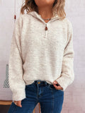 Cozy Oatmeal Soft Knit Quarter-Zip Pullover Sweater with Ring Pull Apricot One Size Sweaters AwRans Premium 9168edcc94ea45ae8f85aee58259738c-Max-Origin