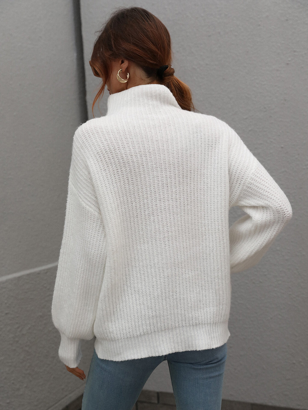 Chic High Neck Balloon Sleeve Ribbed Knit Pullover Sweater Sweaters AwRans Premium a2cc1fbfe7364d0495bb10bb3dd7f2af-Max