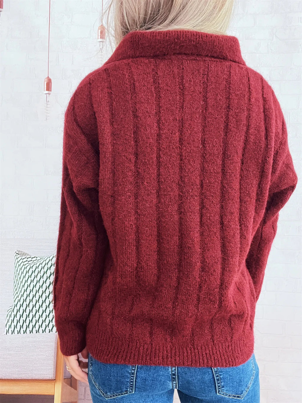 Classic Textured Vertical Ribbed Knit Quarter-Zip Pullover Sweater Sweaters AwRans Premium a4f02af06c674e87ae2b5386658c0fa0-Max-Origin
