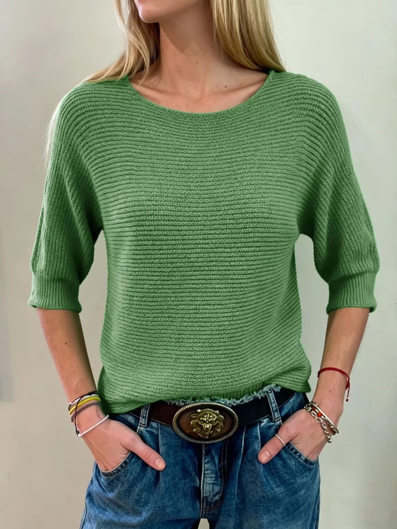 Full Size Ribbed Knit Round Neck Sweater Plus Size Light Green AwRans Premium ade6f08b-c591-4bd9-a2d0-d38463f719e7-Max-Origin