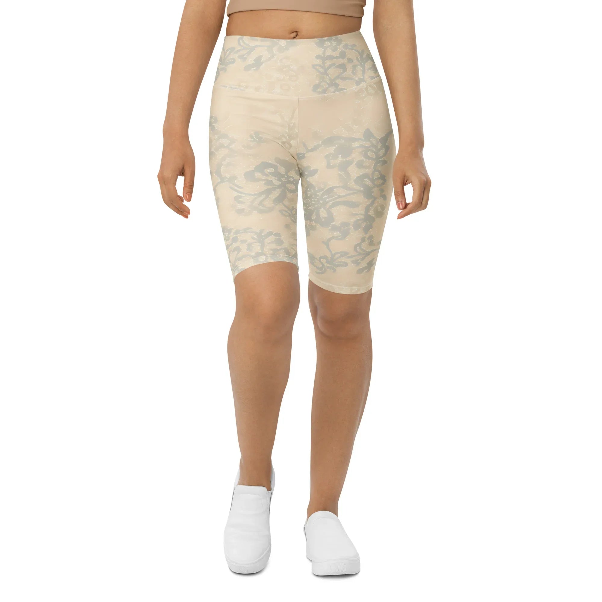Biker Shorts Biker Shorts AwRans Clothing all-over-print-biker-shorts-white-front-6880df2018449