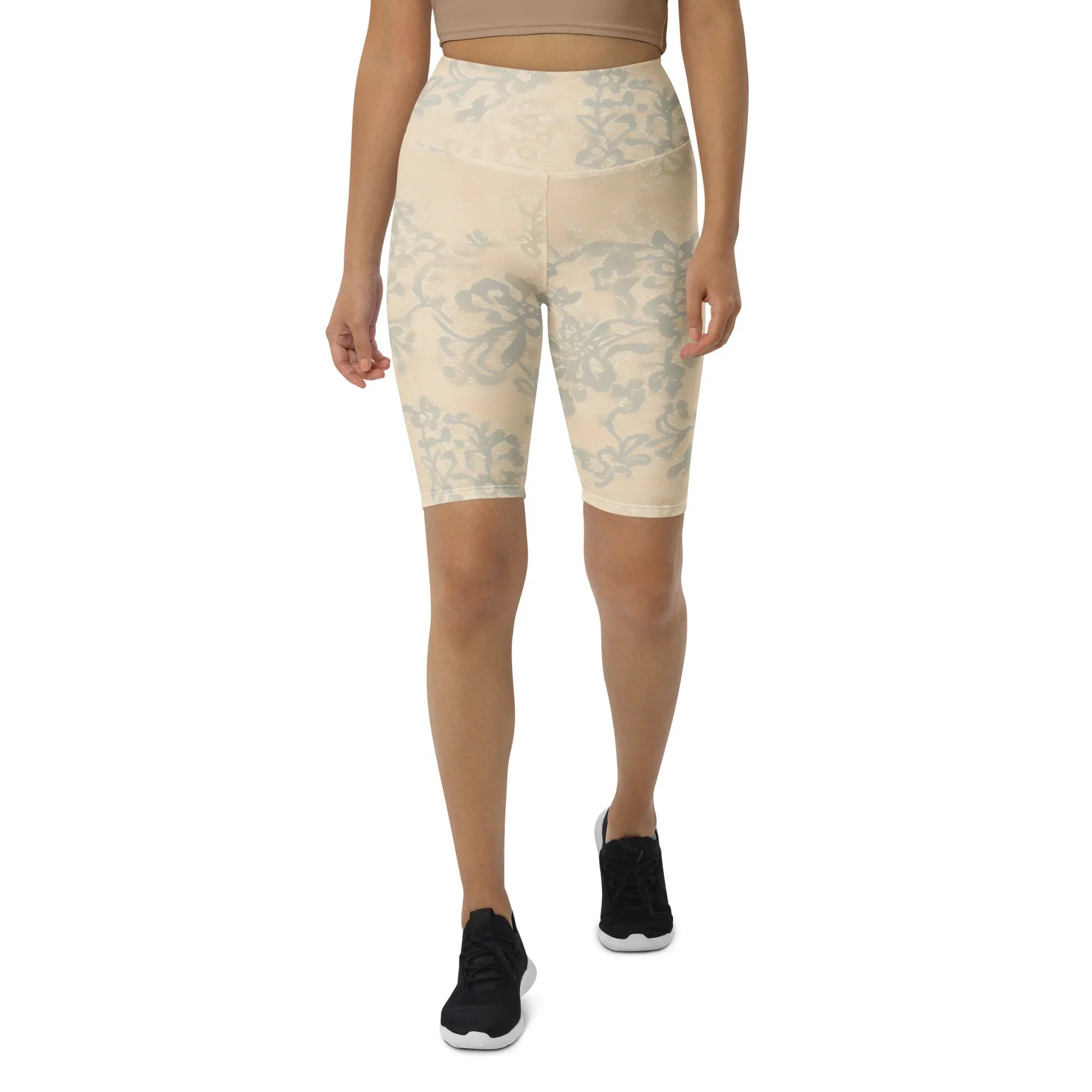 Biker Shorts Biker Shorts AwRans Clothing all-over-print-biker-shorts-white-front-6880df2018e1b