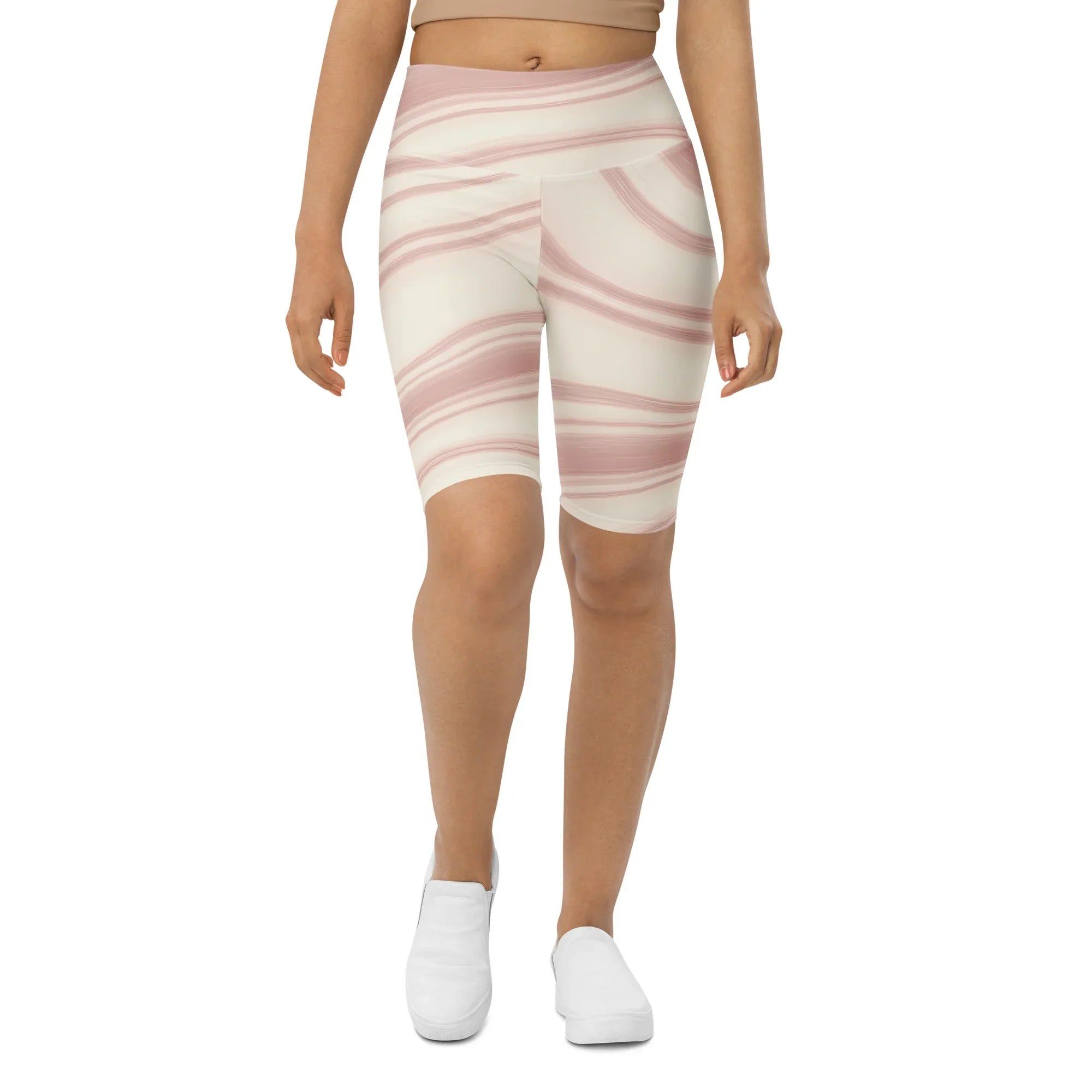 Biker Shorts Biker Shorts AwRans Clothing all-over-print-biker-shorts-white-front-6880ebe58555e