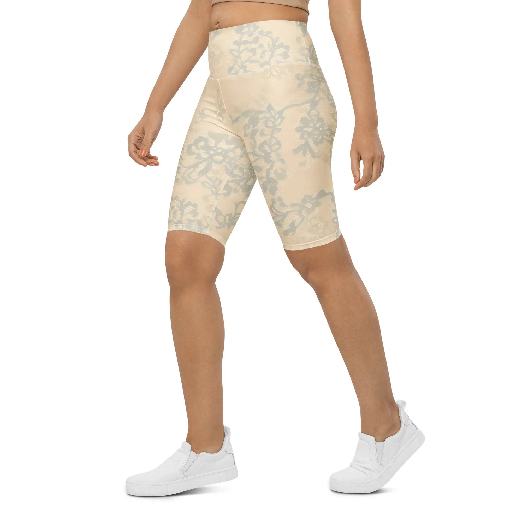 Biker Shorts Biker Shorts AwRans Clothing all-over-print-biker-shorts-white-left-front-6880df2017f58