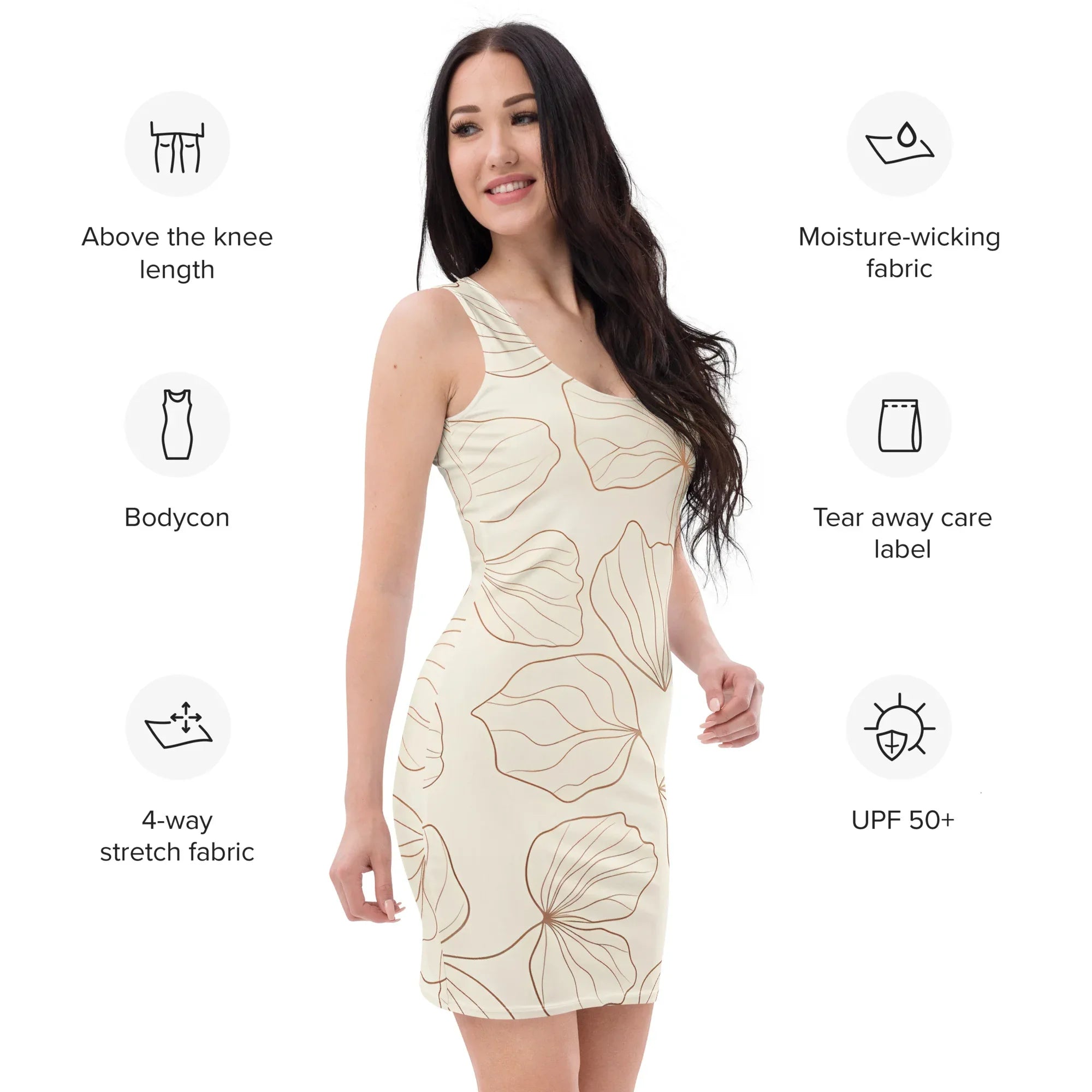 Bodycon Dress Bodycon dress AwRans Clothing all-over-print-bodycon-dress-white-front-689b9362256da