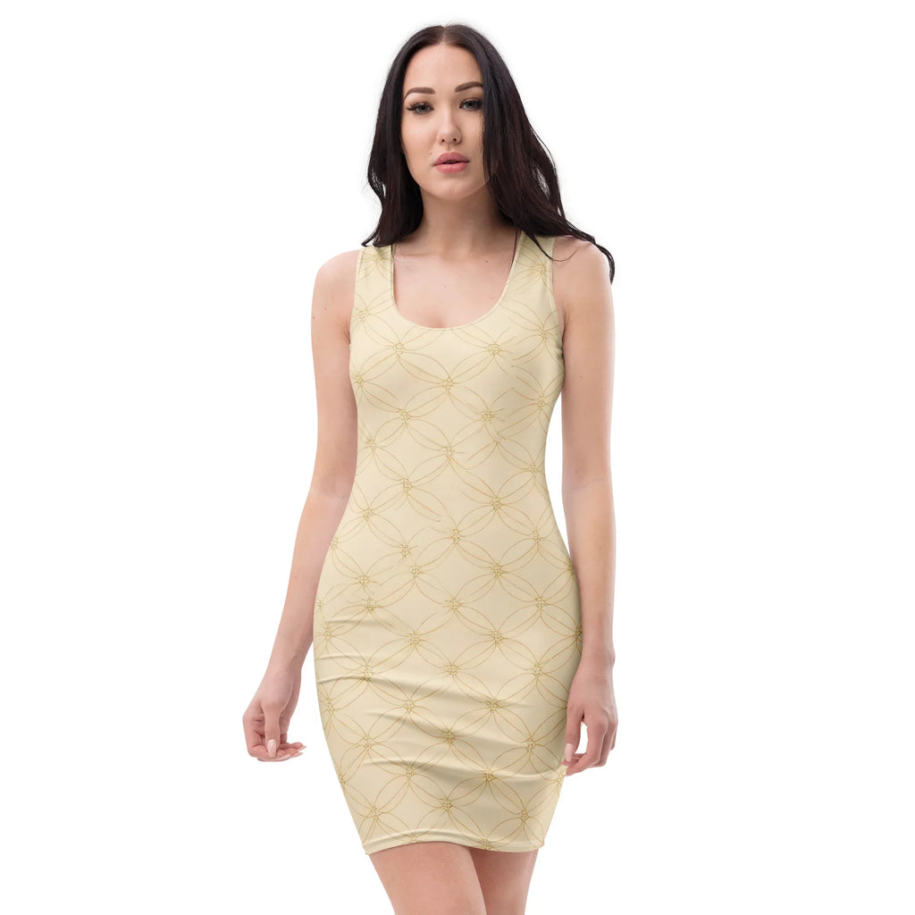 Bodycon Dress XL Bodycon dress AwRans Clothing all-over-print-bodycon-dress-white-front-689b93f8b08e6