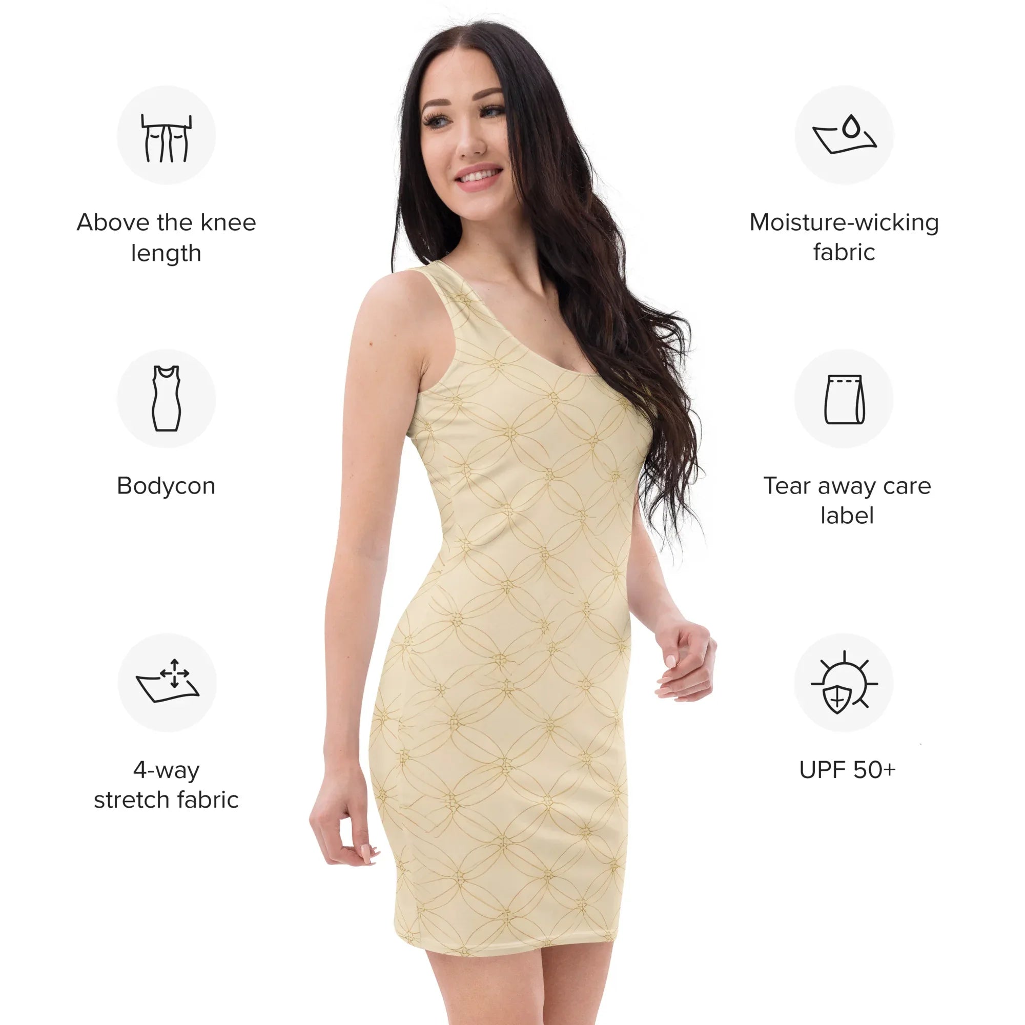 Bodycon Dress Bodycon dress AwRans Clothing all-over-print-bodycon-dress-white-front-689b93f8b1155