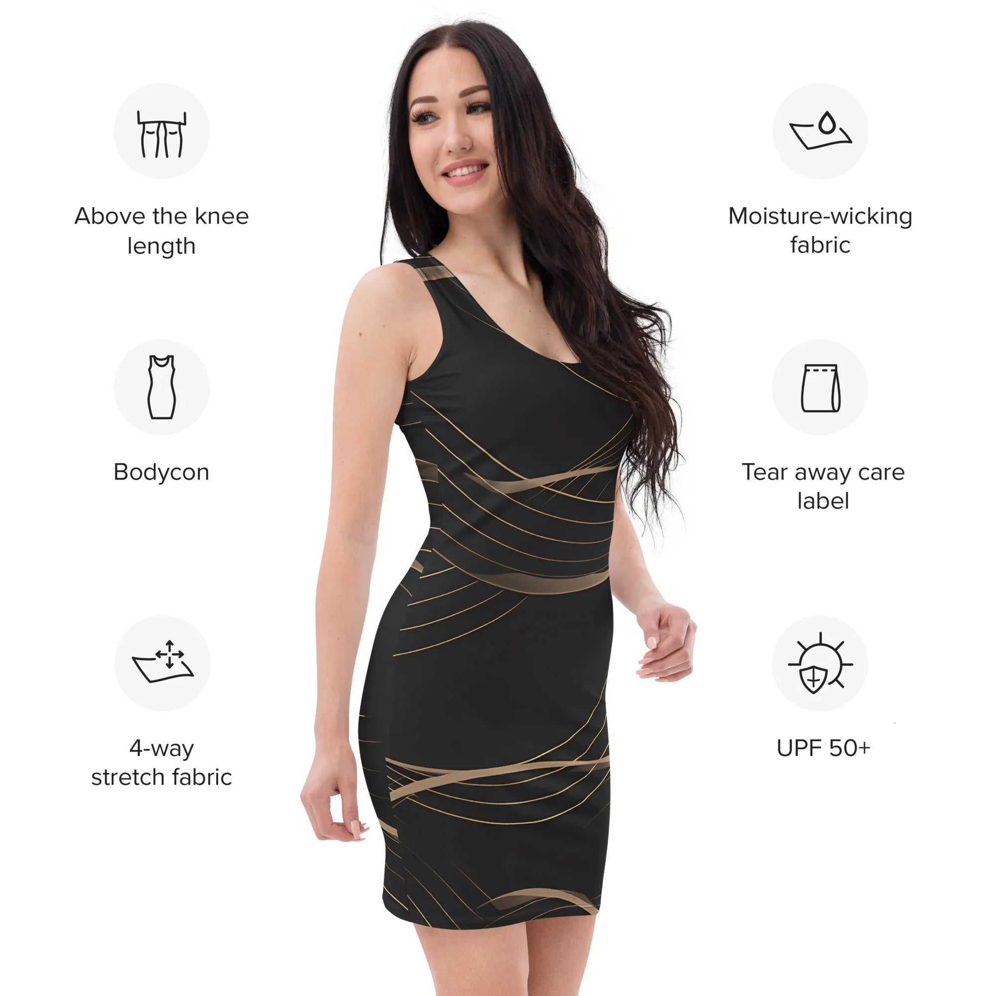 Bodycon Dress Bodycon dress AwRans Clothing all-over-print-bodycon-dress-white-front-689b94290b738