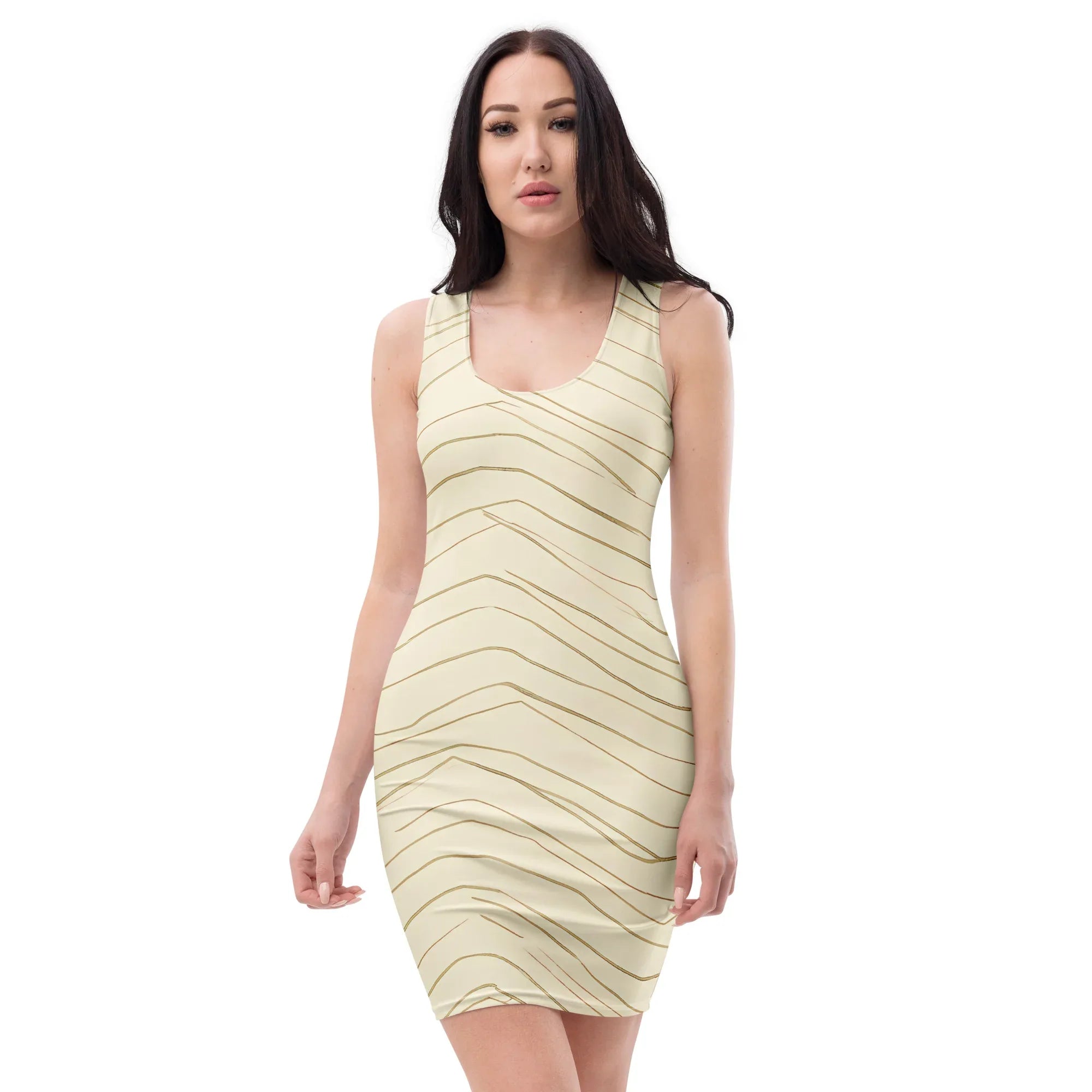 Bodycon Dress XL Bodycon dress AwRans Clothing all-over-print-bodycon-dress-white-front-689b945b03cc7