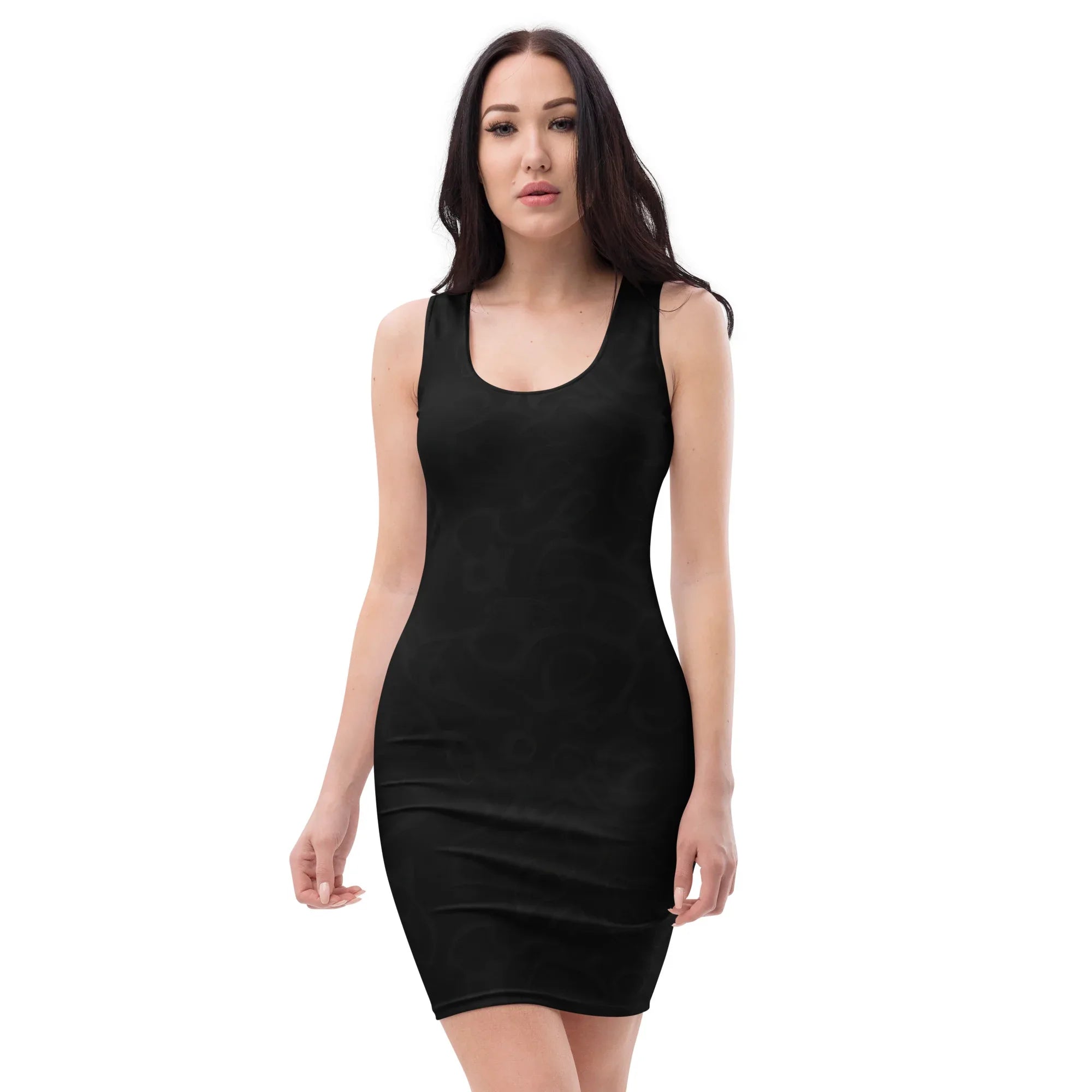 Bodycon Dress XL Bodycon dress AwRans Clothing all-over-print-bodycon-dress-white-front-689b94bf61c18
