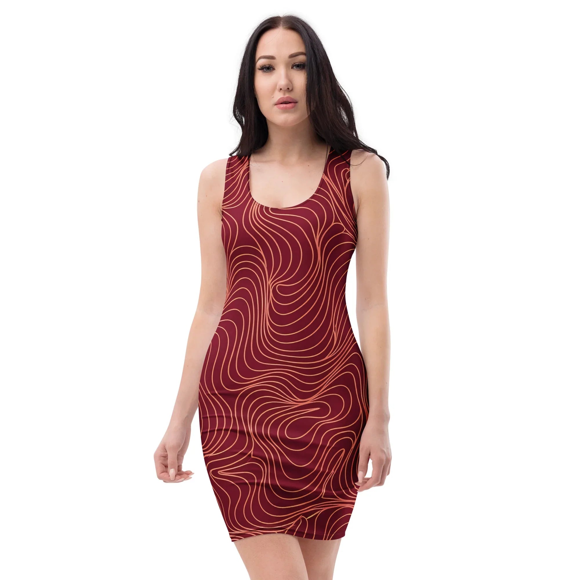 Bodycon Dress XL Bodycon dress AwRans Clothing all-over-print-bodycon-dress-white-front-689ba4c88e324