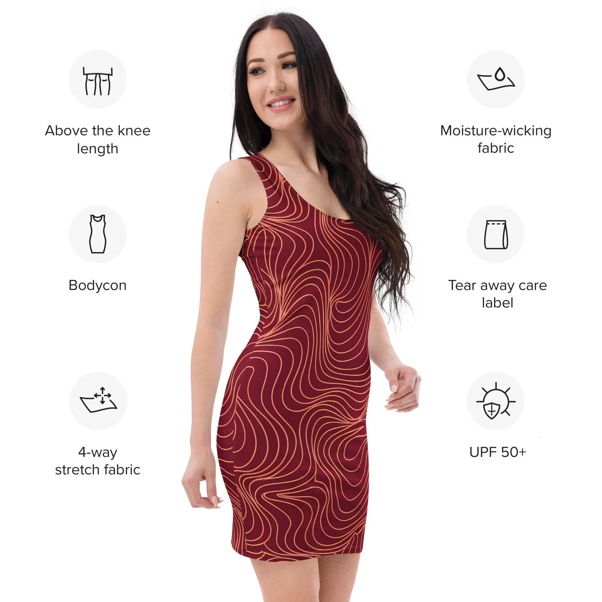 Bodycon Dress Bodycon dress AwRans Clothing all-over-print-bodycon-dress-white-front-689ba4c88efa3