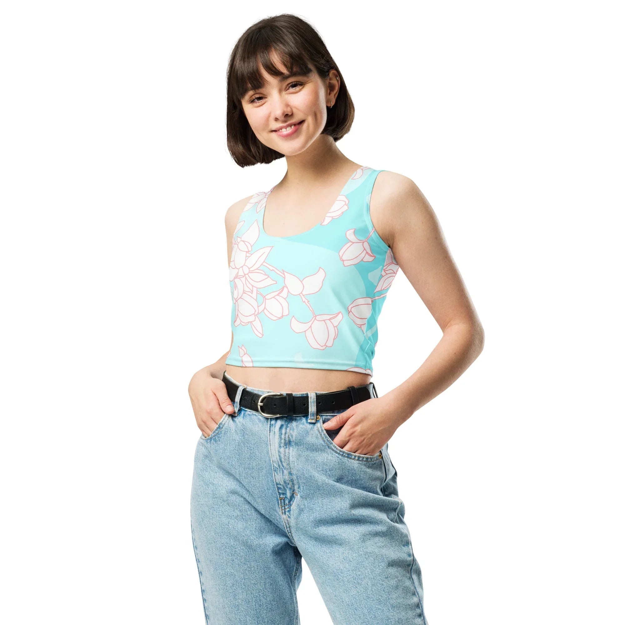 Crop Top Crop Tops AwRans Clothing all-over-print-crop-top-white-front-67bd26b3b7dc3