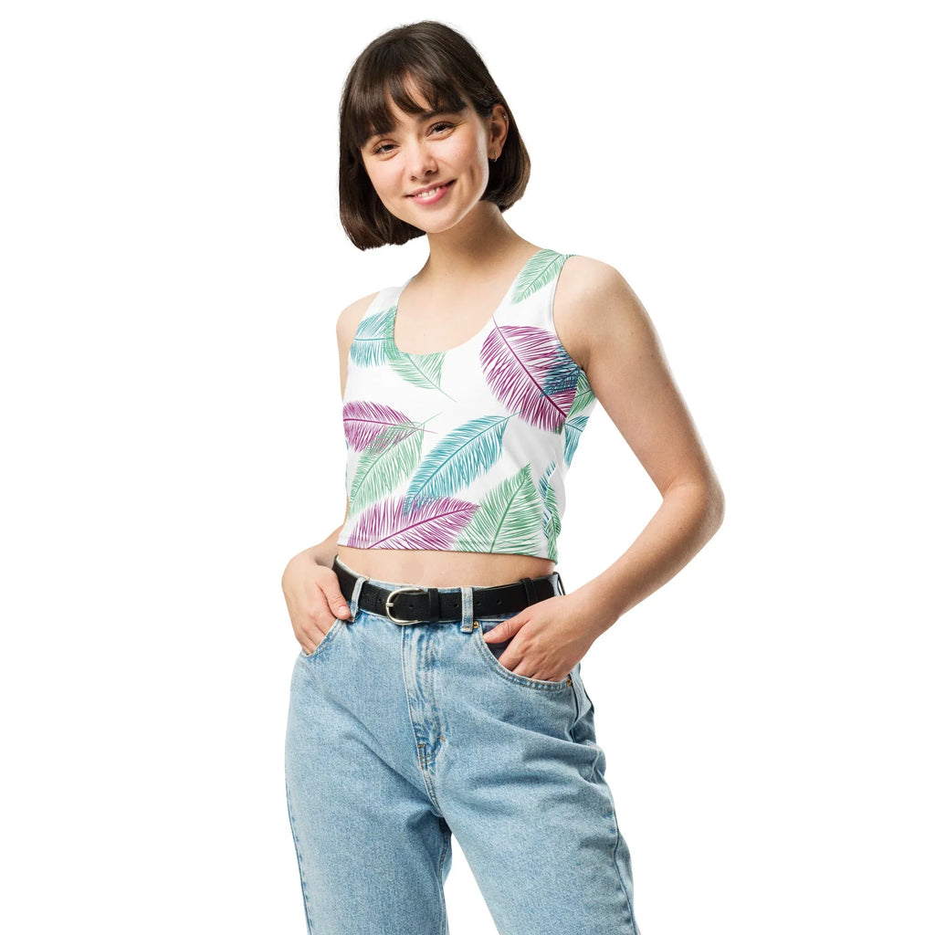 Crop Top Crop Tops AwRans Clothing all-over-print-crop-top-white-front-67bd27c774d8c