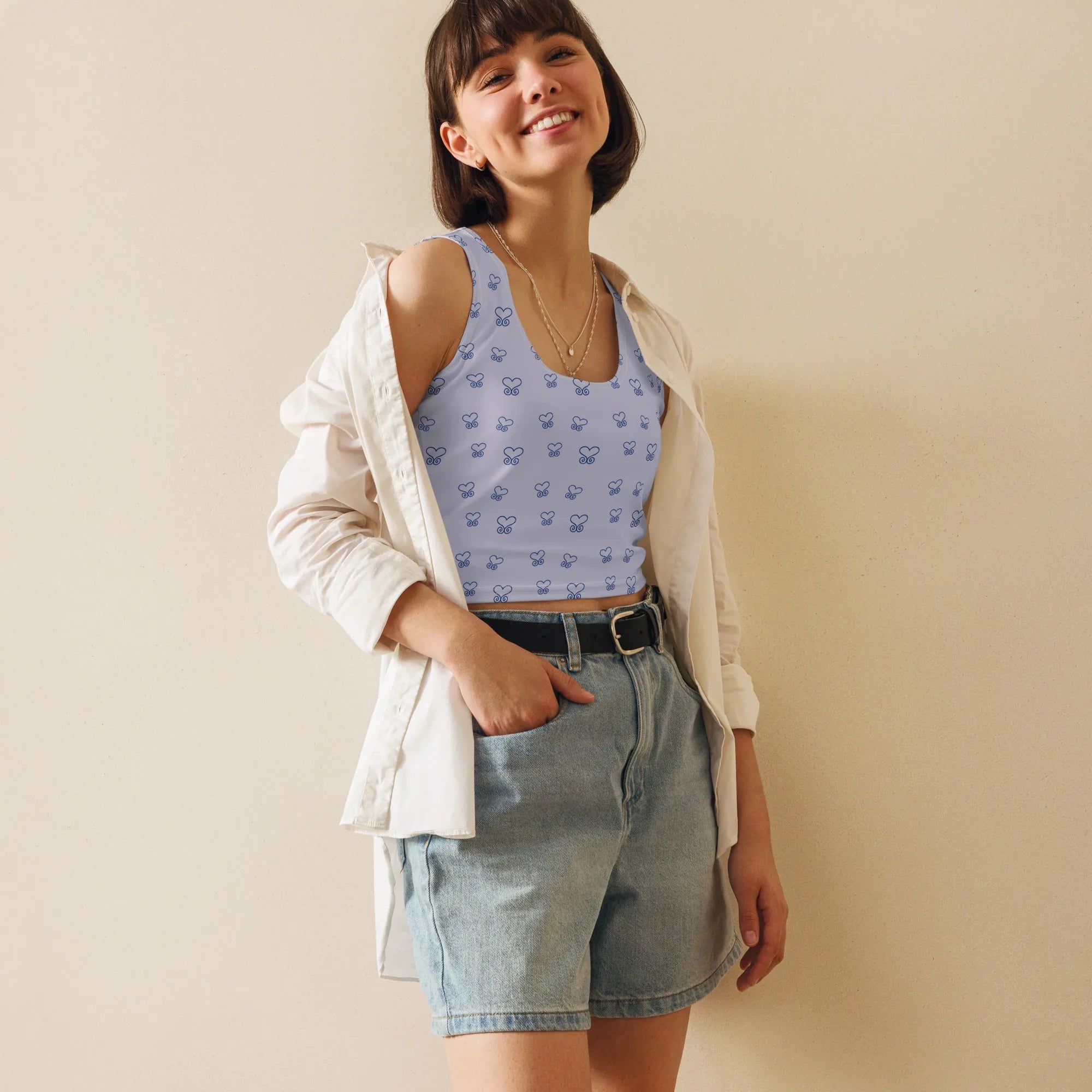 Crop Top Crop Tops AwRans Clothing all-over-print-crop-top-white-front-67bd2978e1241
