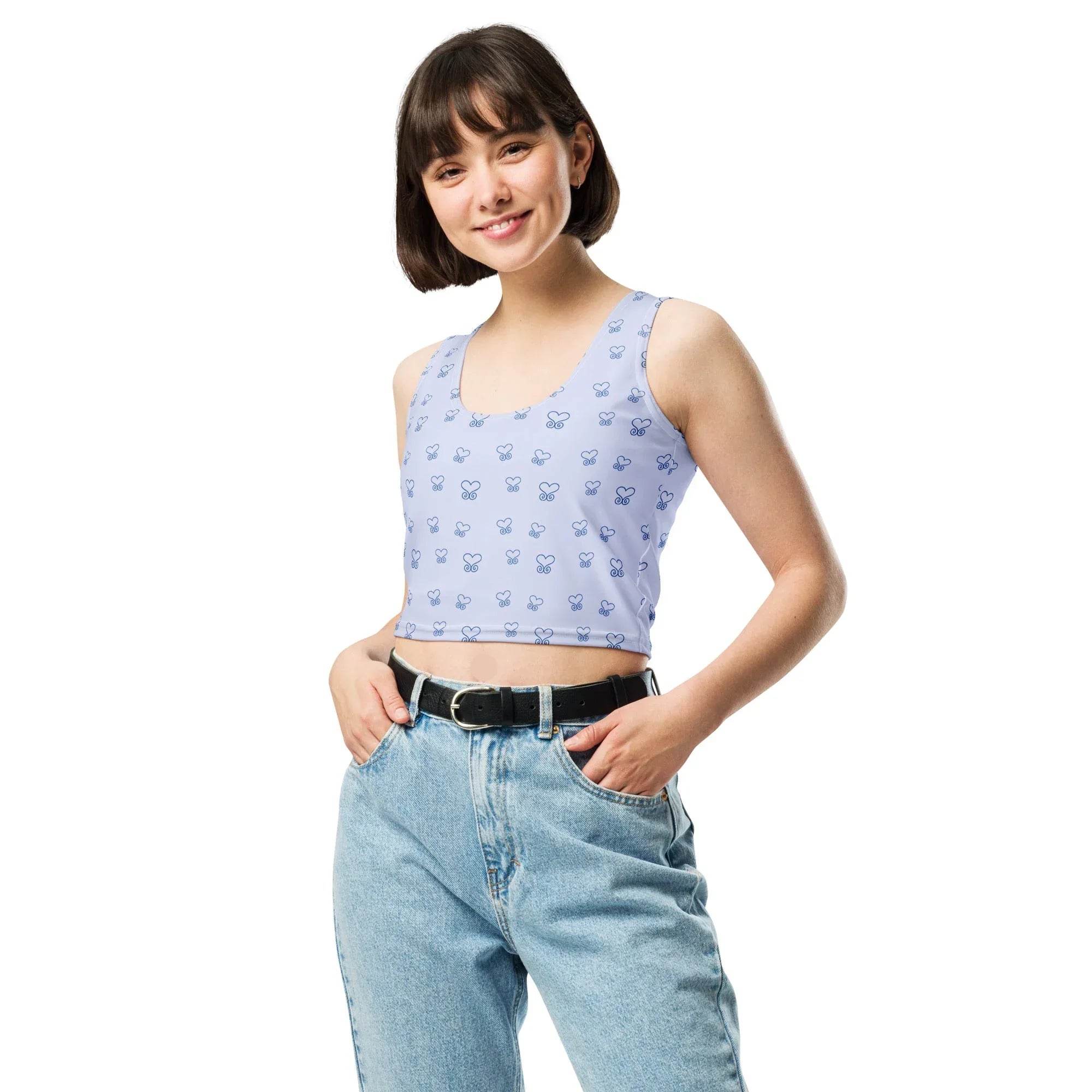 Crop Top Crop Tops AwRans Clothing all-over-print-crop-top-white-front-67bd2978e1506