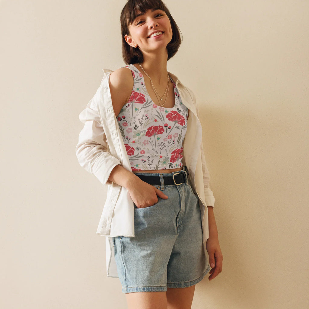 Crop Top Crop Tops AwRans Clothing all-over-print-crop-top-white-front-67bd2acae25b9