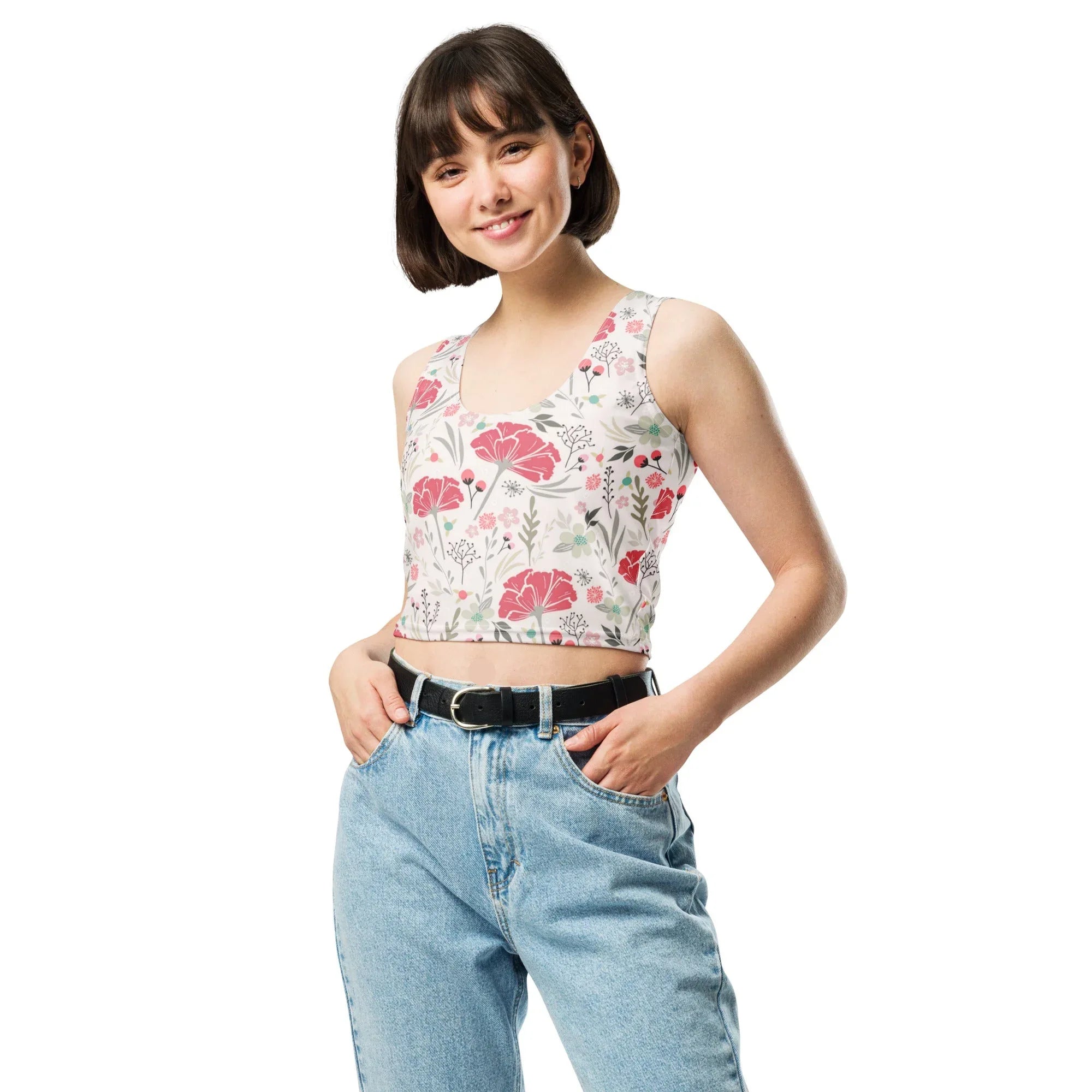 Crop Top Crop Tops AwRans Clothing all-over-print-crop-top-white-front-67bd2acae2803
