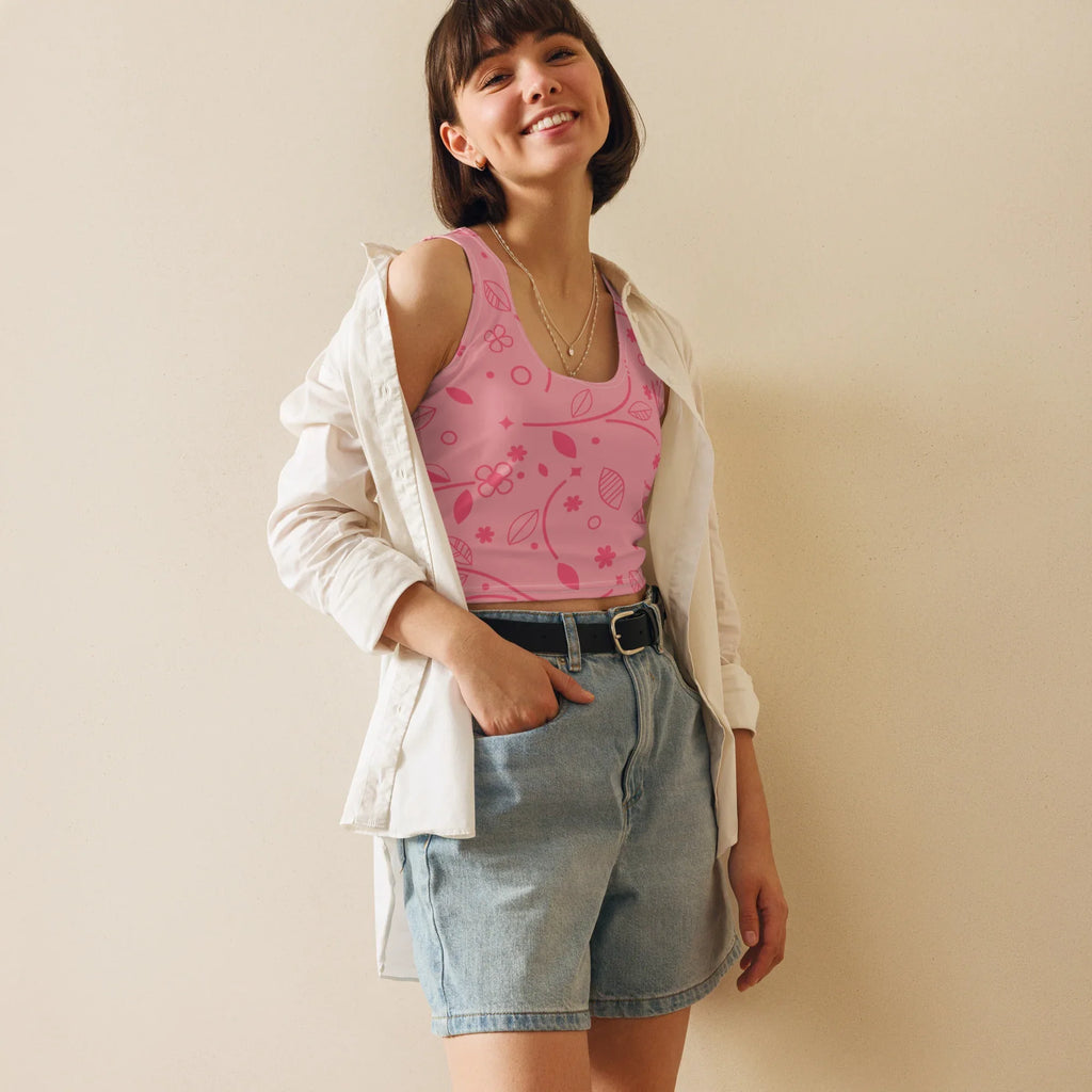 Crop Top Crop Tops AwRans Clothing all-over-print-crop-top-white-front-67bd2b0c4e472