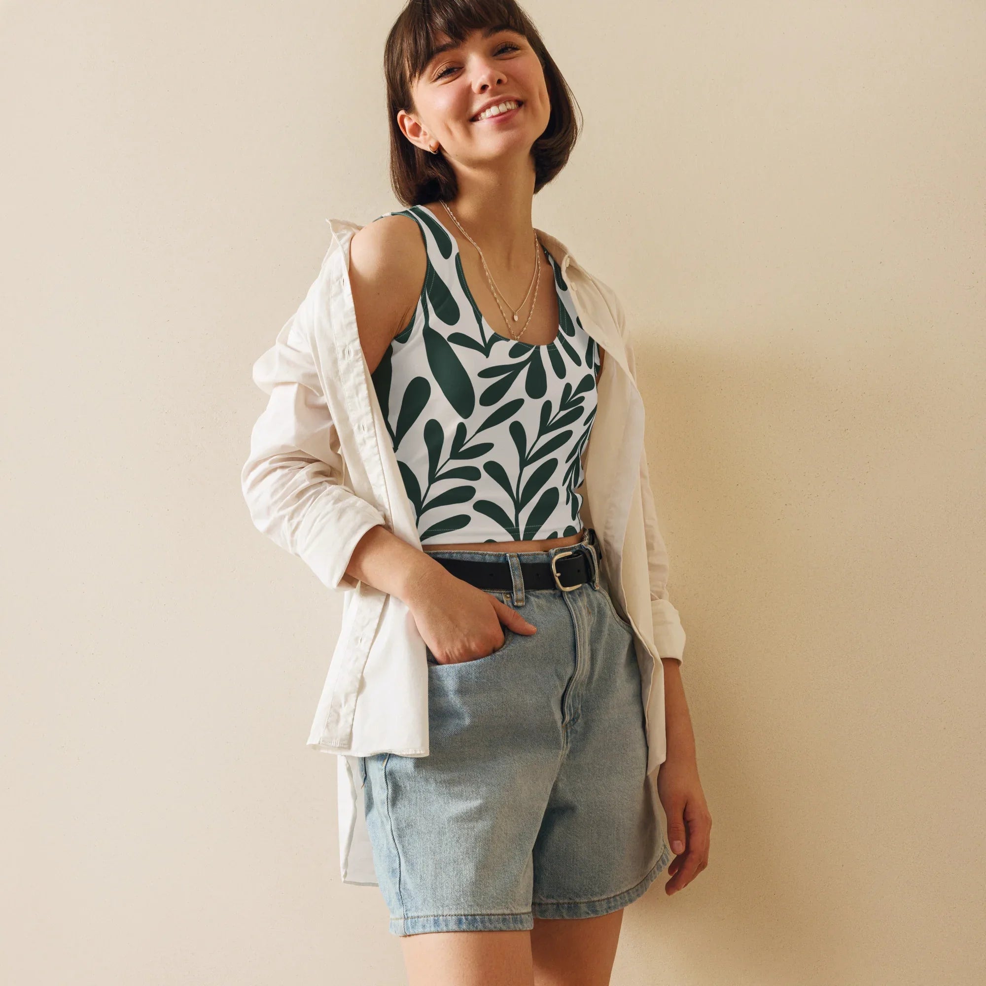 Crop Top Crop Tops AwRans Clothing all-over-print-crop-top-white-front-67bd2ba6e7ad2