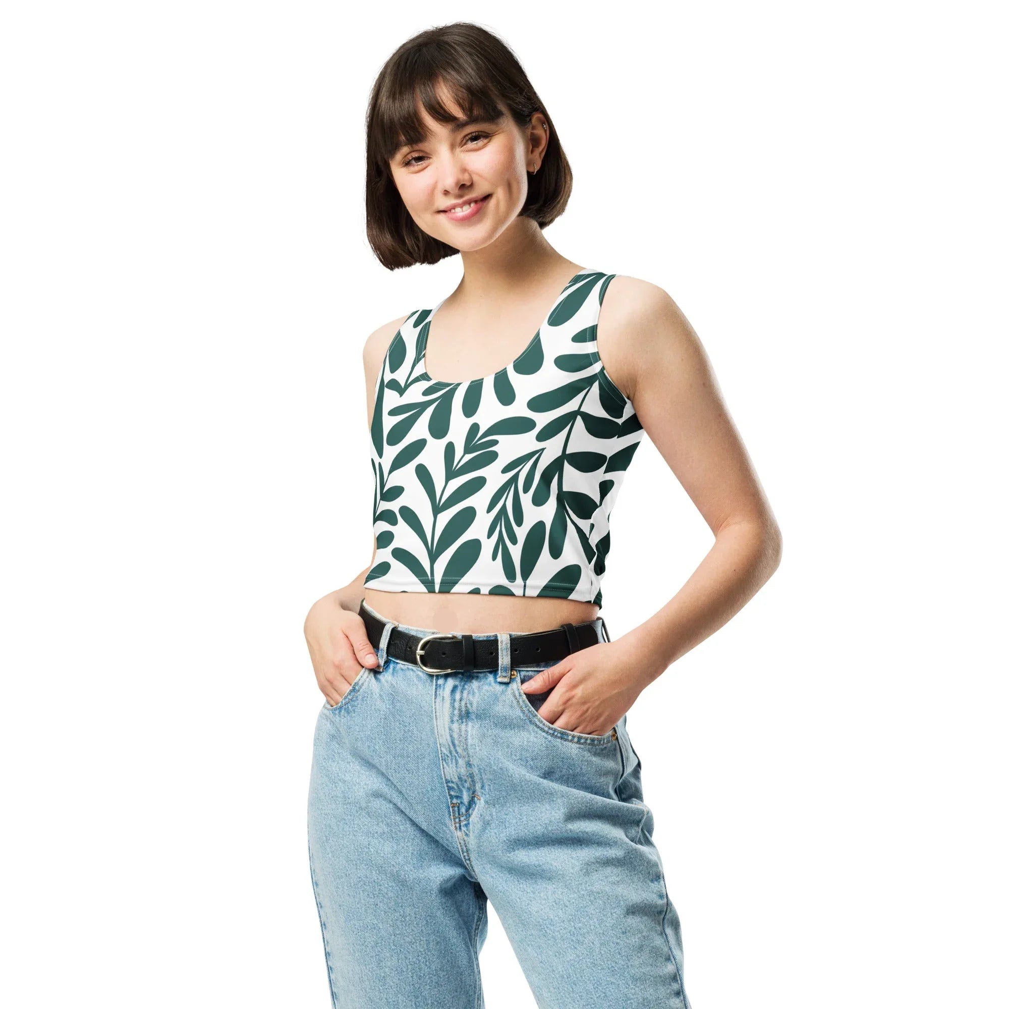 Crop Top Crop Tops AwRans Clothing all-over-print-crop-top-white-front-67bd2ba6e7d42