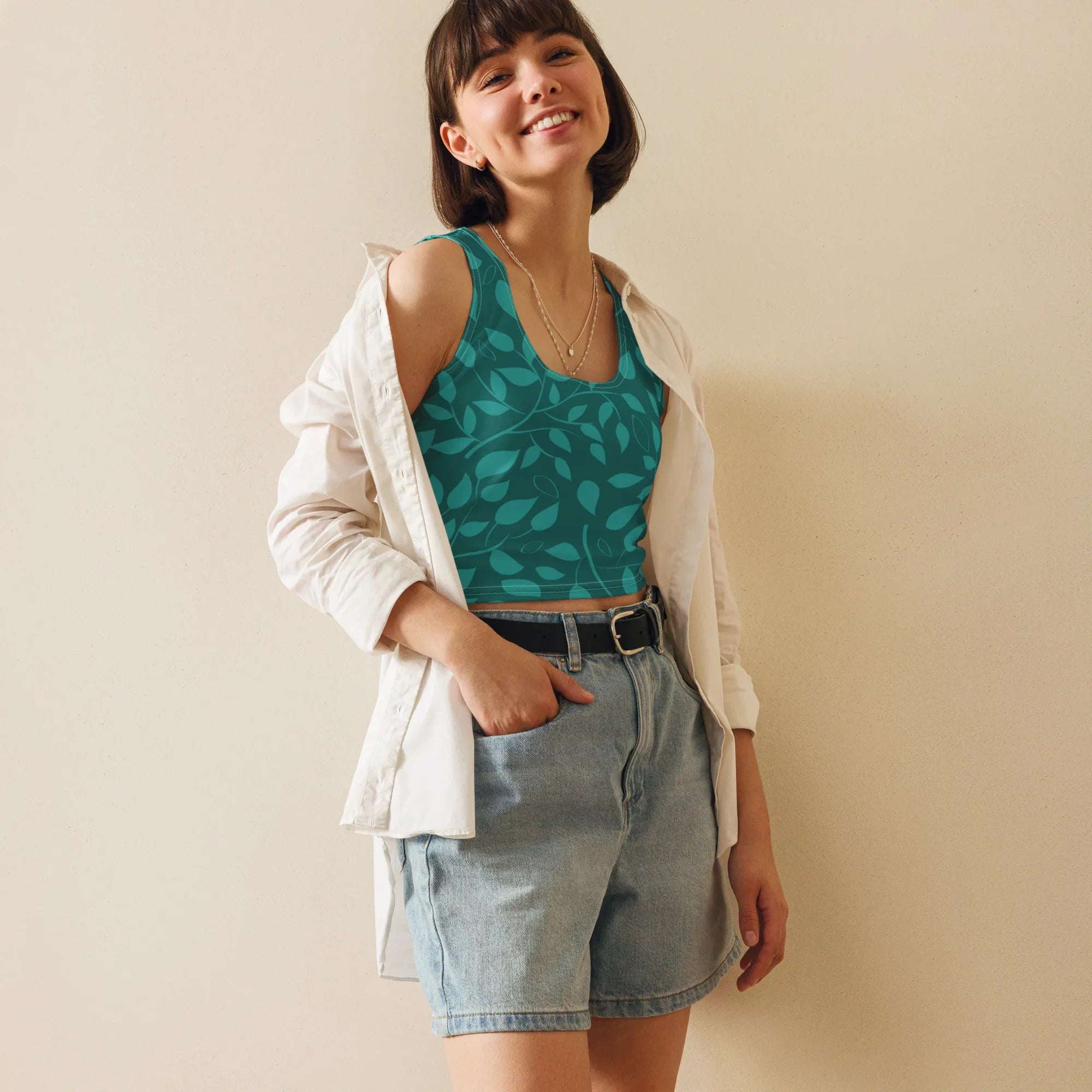 Crop Top Crop Tops AwRans Clothing all-over-print-crop-top-white-front-67bd2c0e45b96