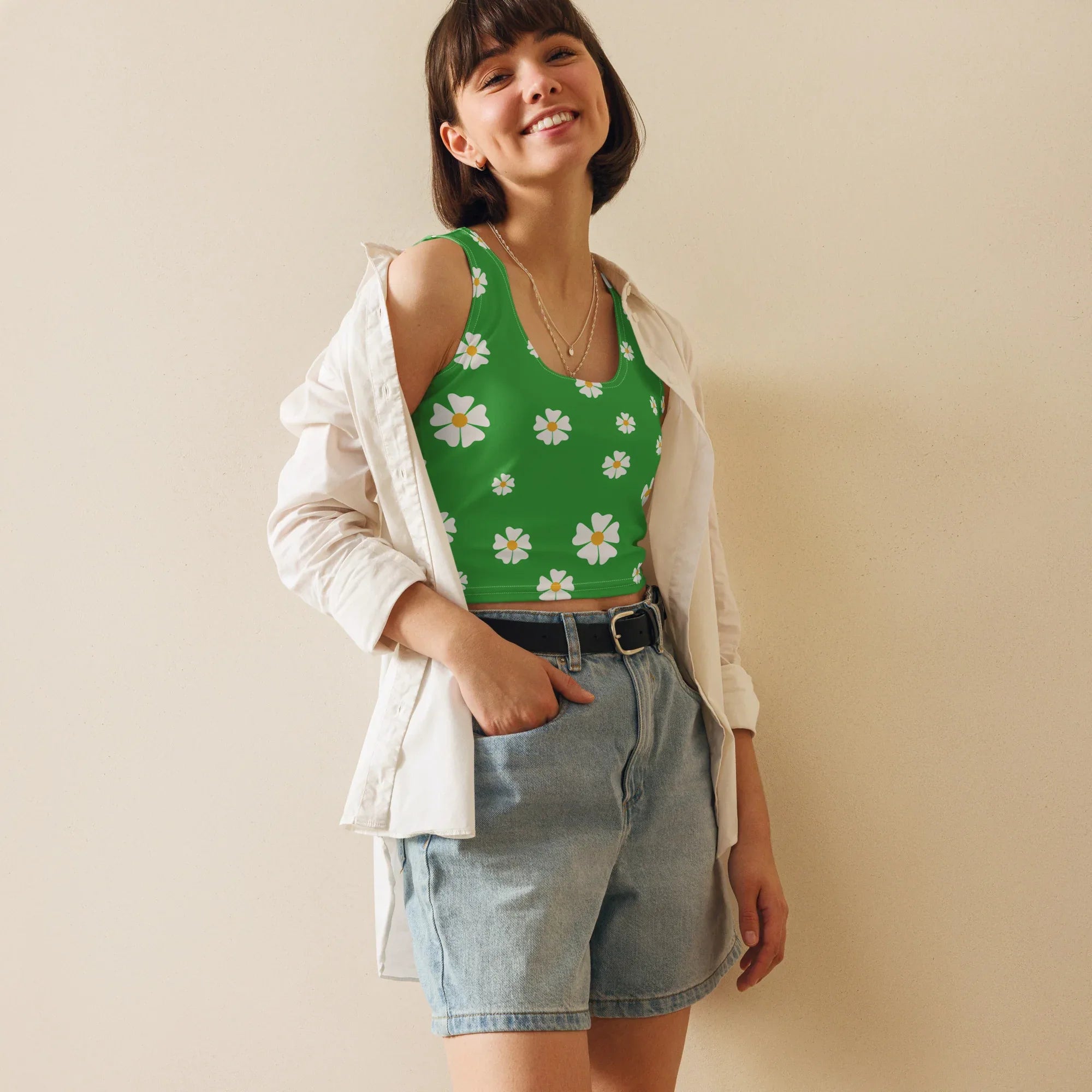 Crop Top Crop Tops AwRans Clothing all-over-print-crop-top-white-front-67bd2cc88687a